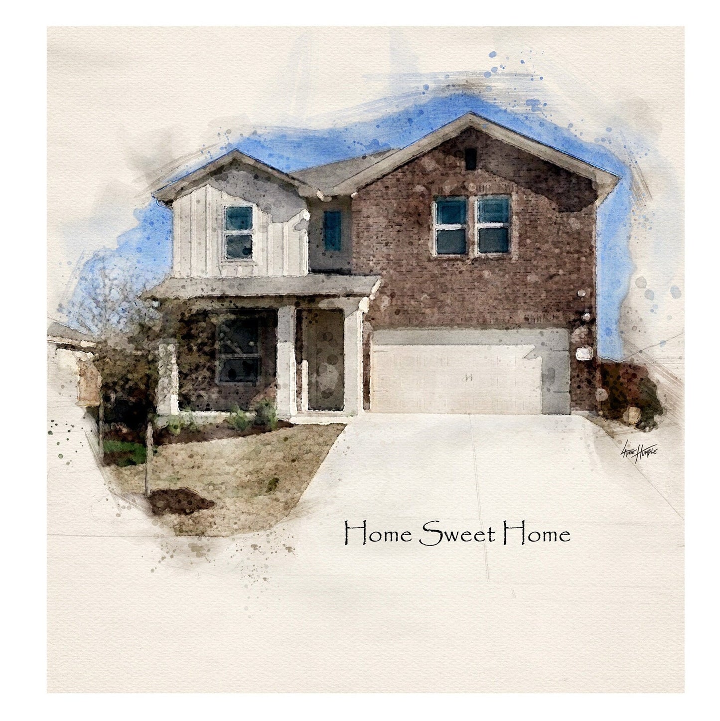 Custom Watercolor House Printable Gift
