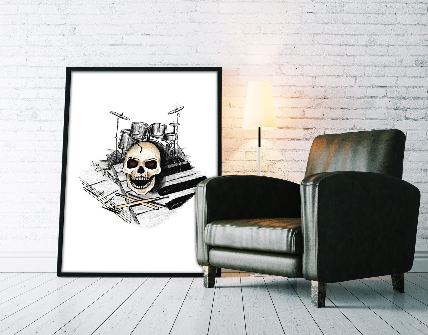 Drummer Music Tattoo Flash Digital Print
