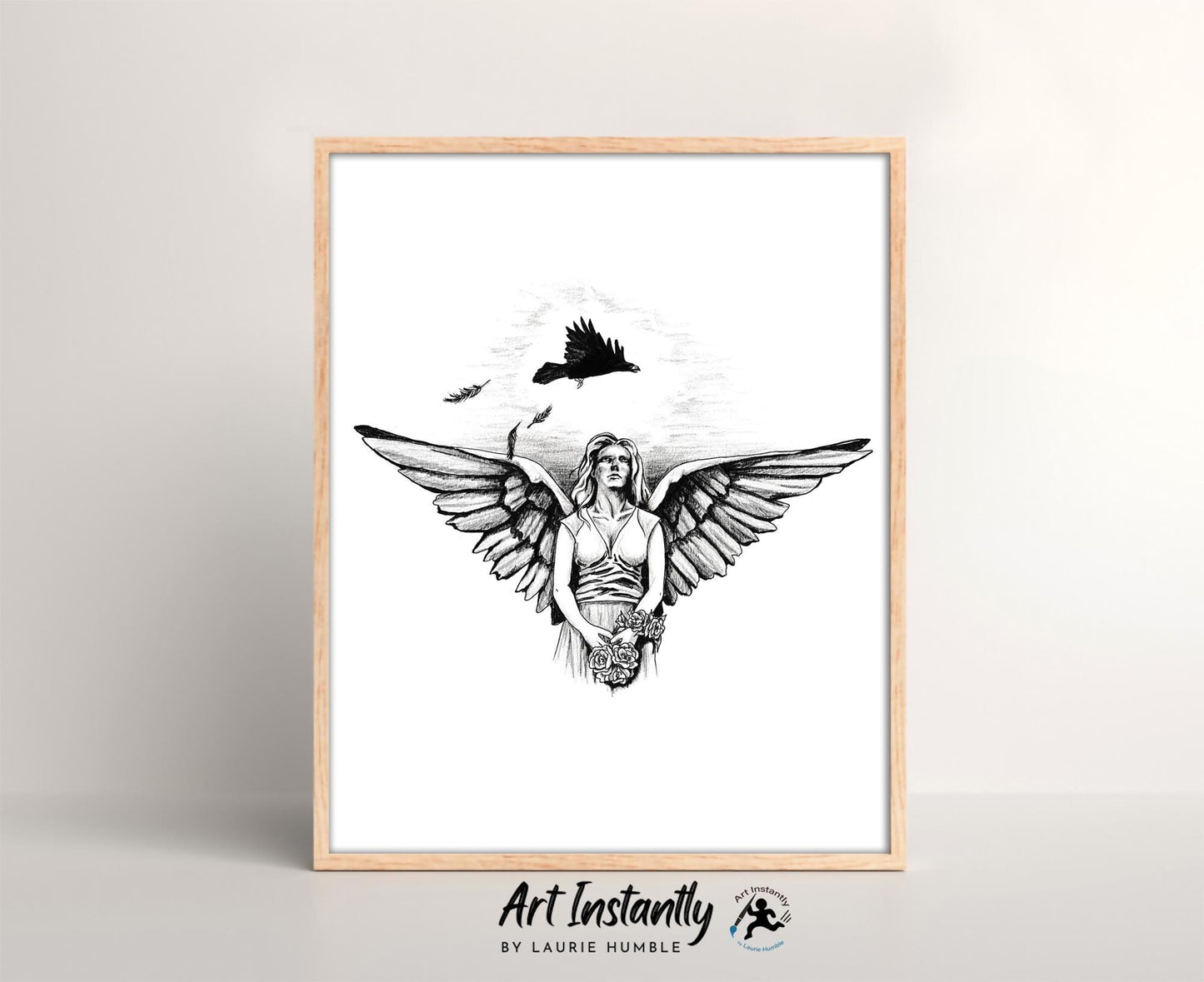 Gothic Angel Tattoo Flash Print