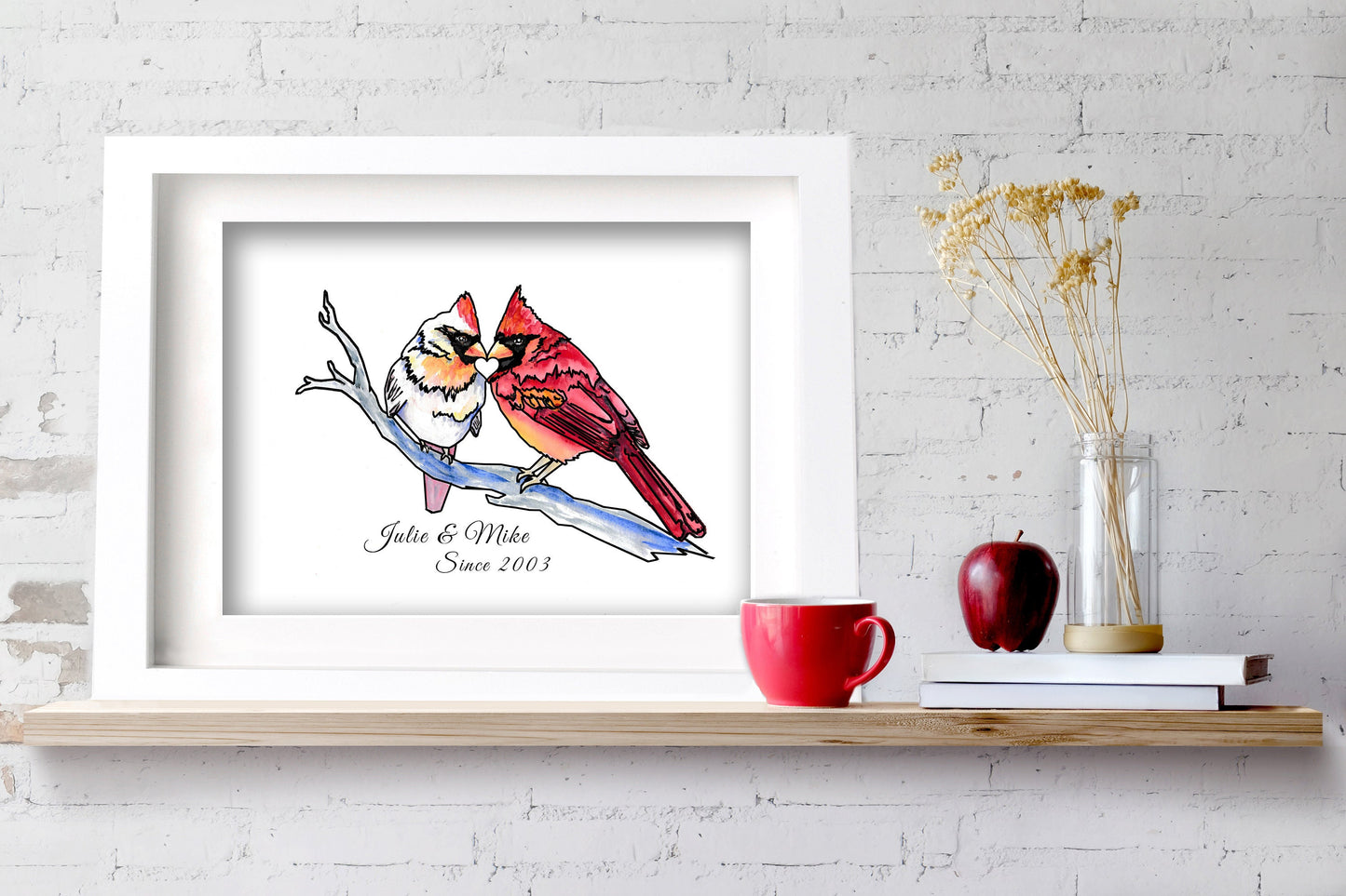 Custom 1st Anniversary Gift Cardinal Print