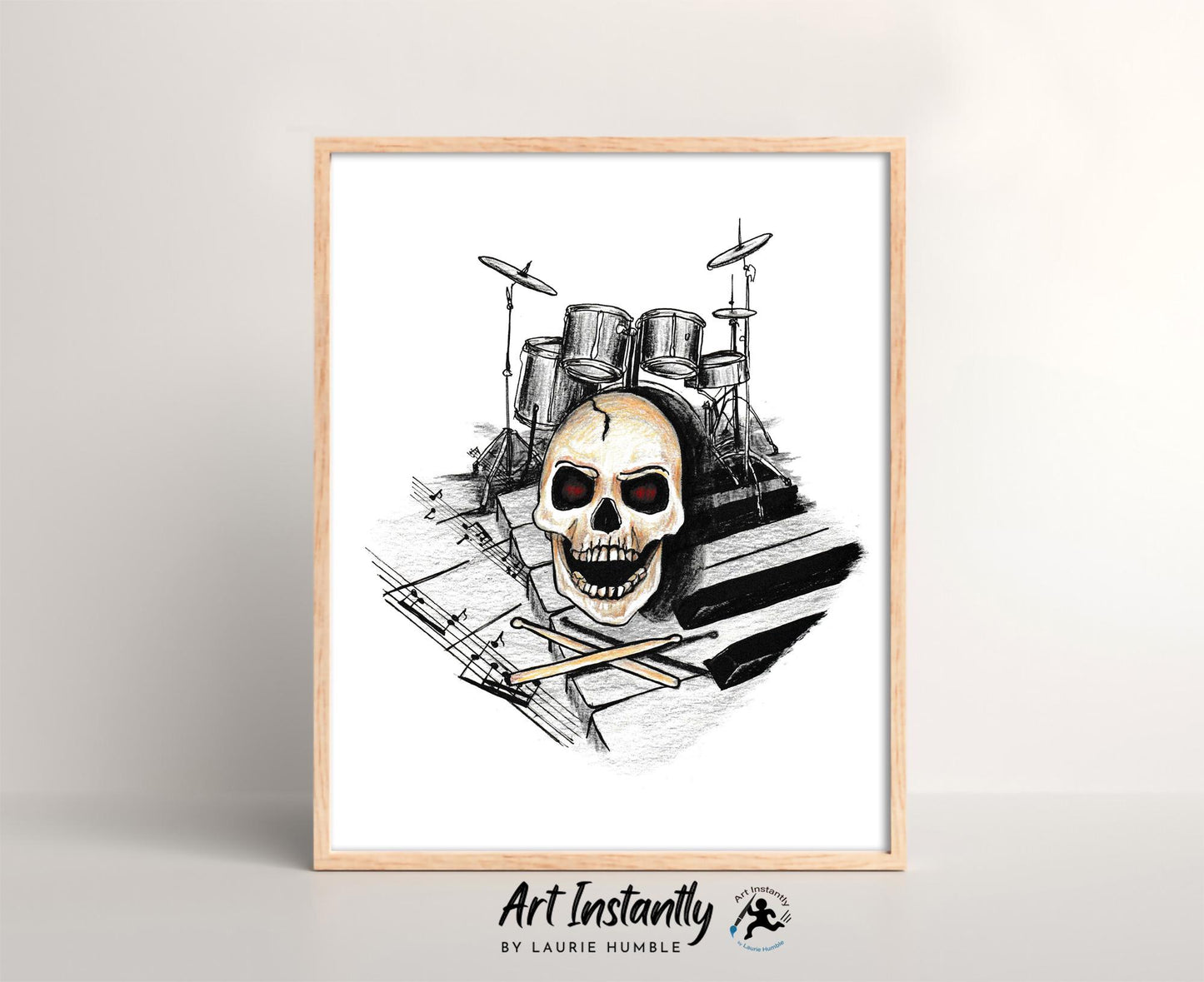 Drummer Music Tattoo Flash Digital Print