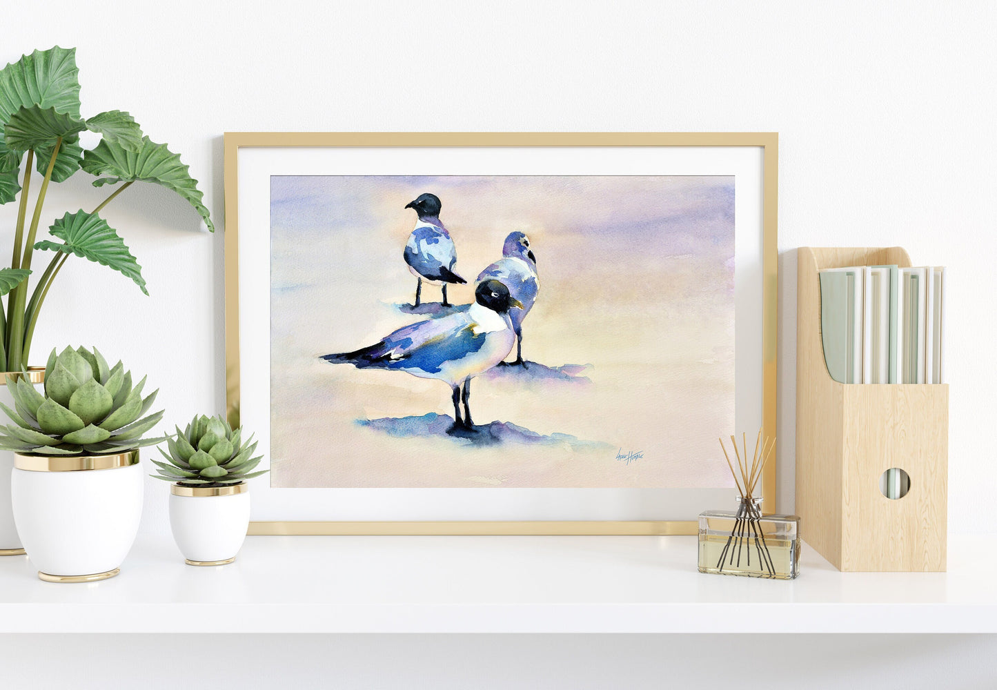 Printable Bathroom Seagull Painting