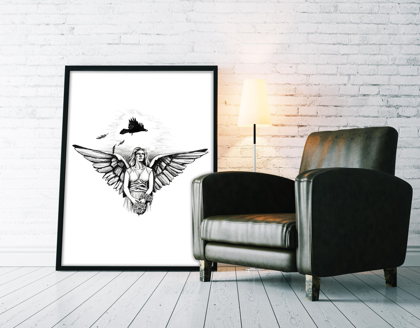 Gothic Angel Tattoo Flash Print