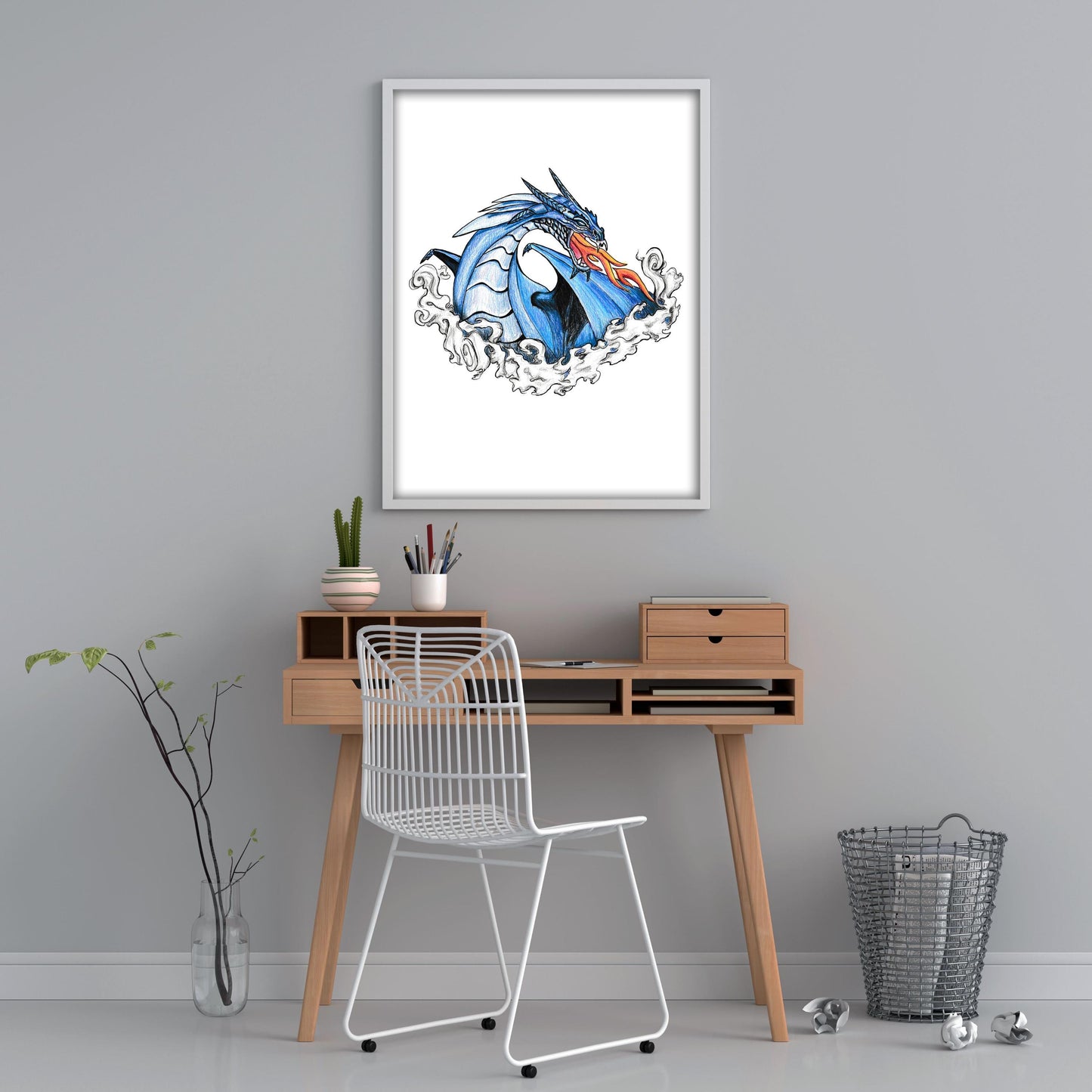 Fire Breathing Dragon Tattoo Flash Print