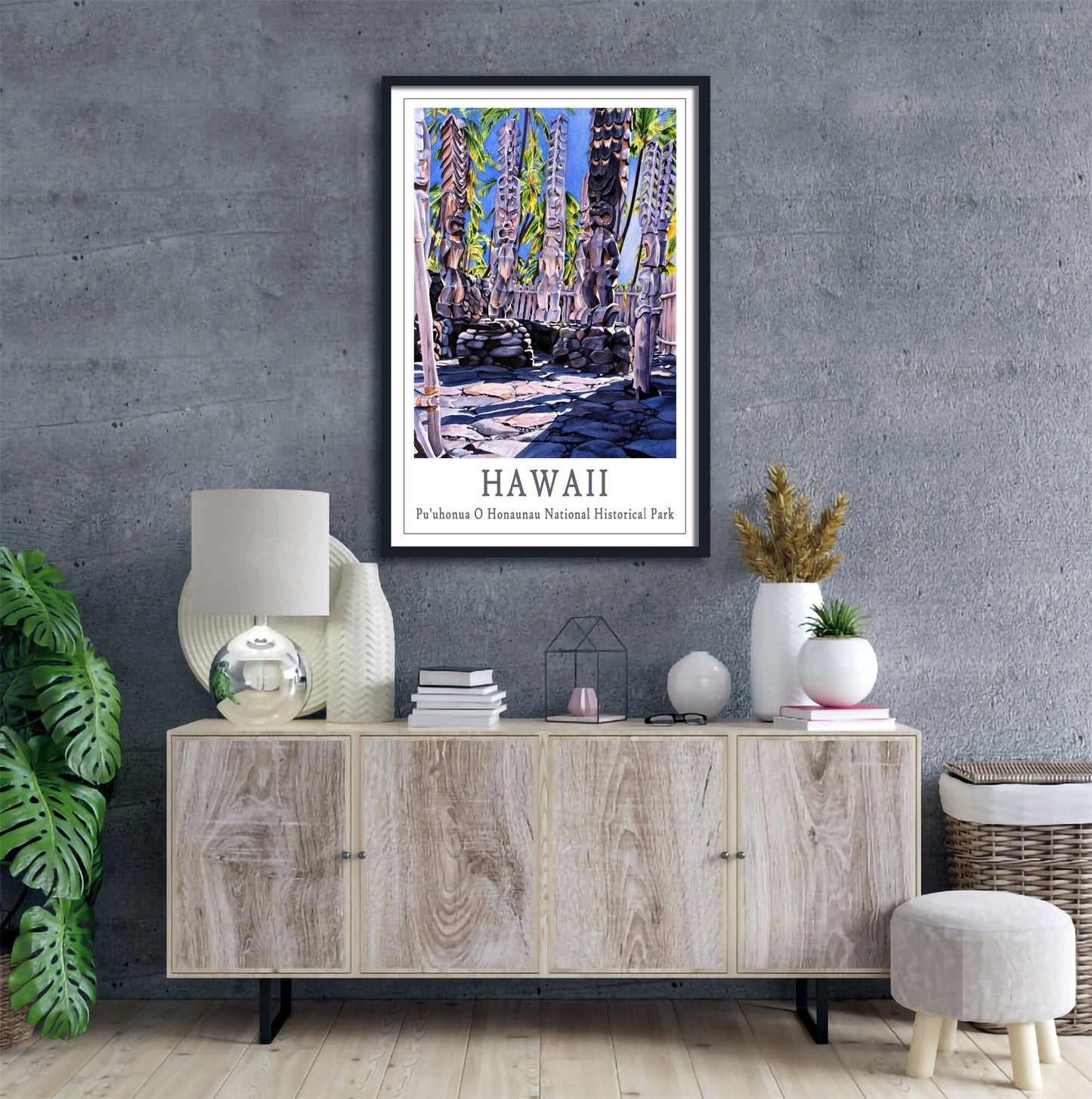 Tiki Travel Poster Hawaiian Art