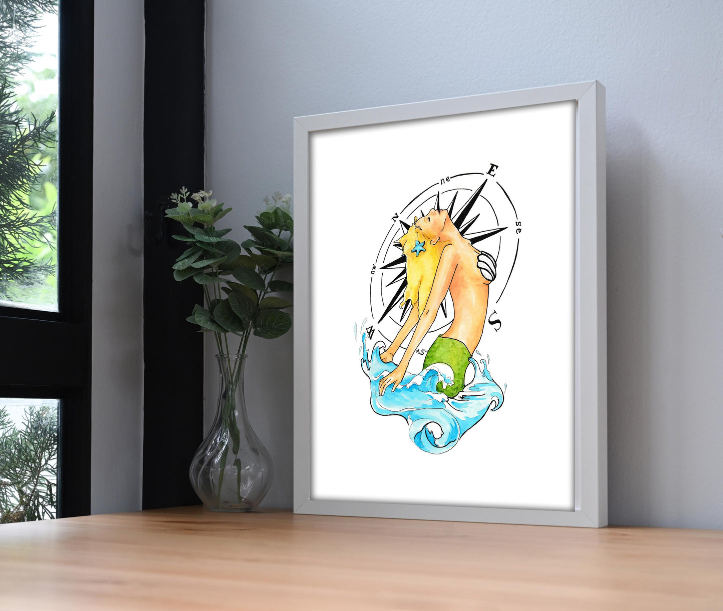 Pin Up Art Mermaid Tattoo Flash Print