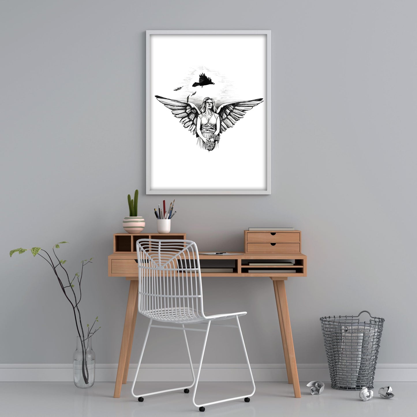 Gothic Angel Tattoo Flash Print