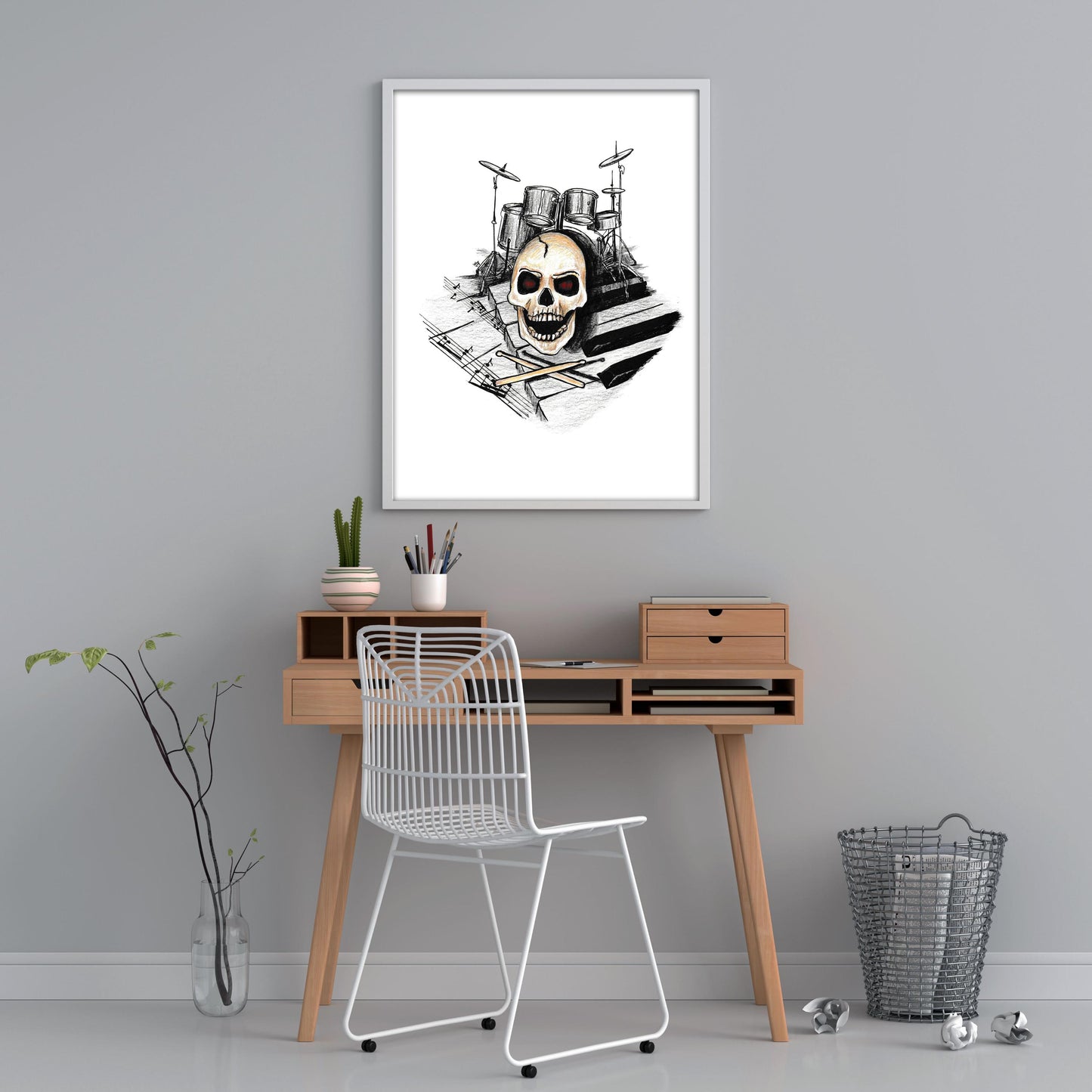 Drummer Music Tattoo Flash Digital Print
