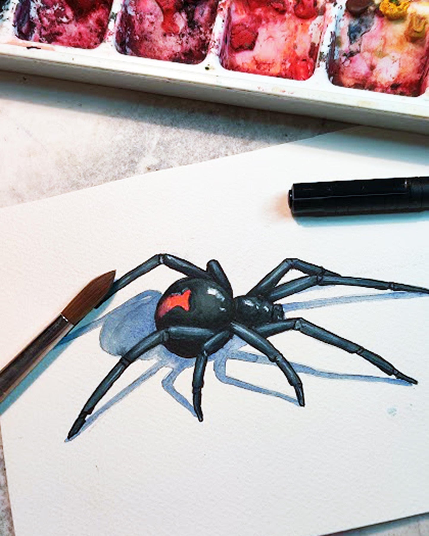 Black Widow 3D Spider Tattoo Flash Print