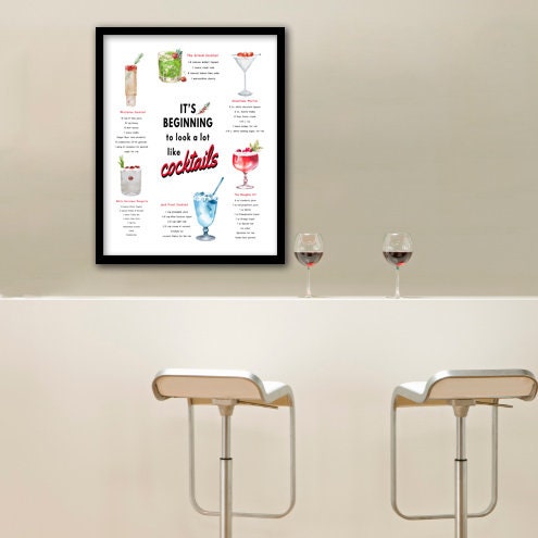Christmas Bar Menu Art Print
