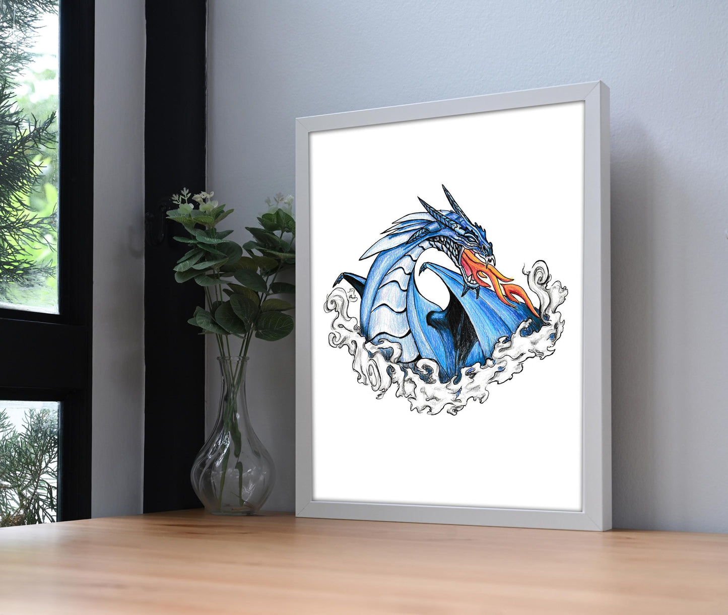 Fire Breathing Dragon Tattoo Flash Print