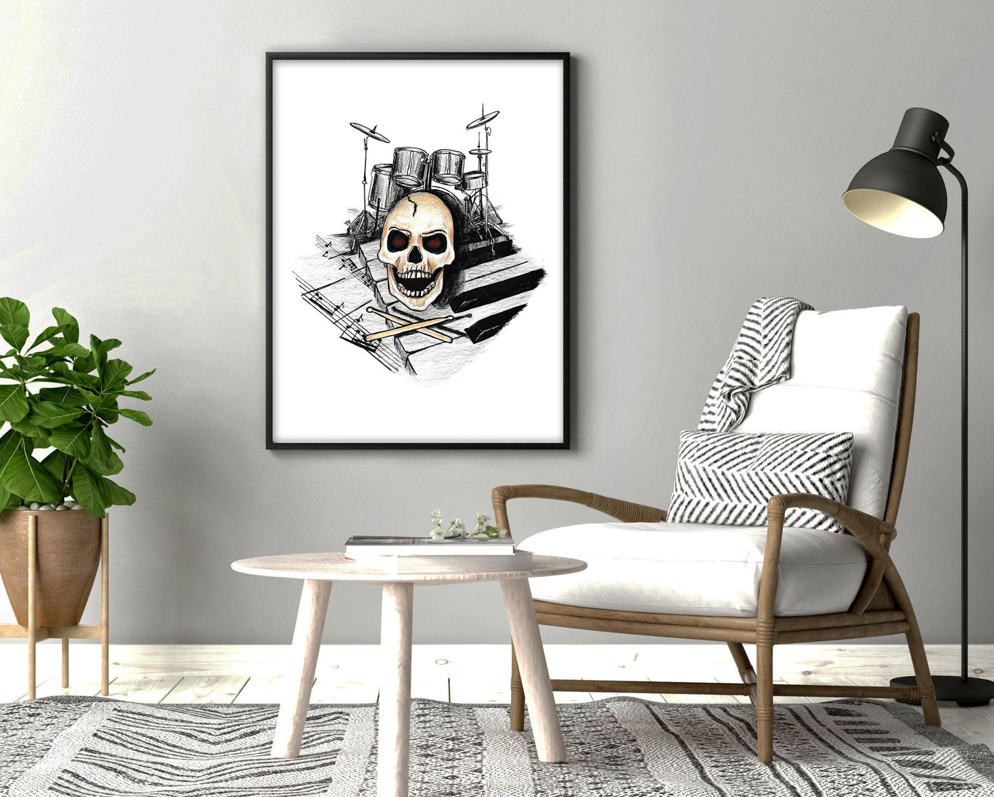 Drummer Music Tattoo Flash Digital Print