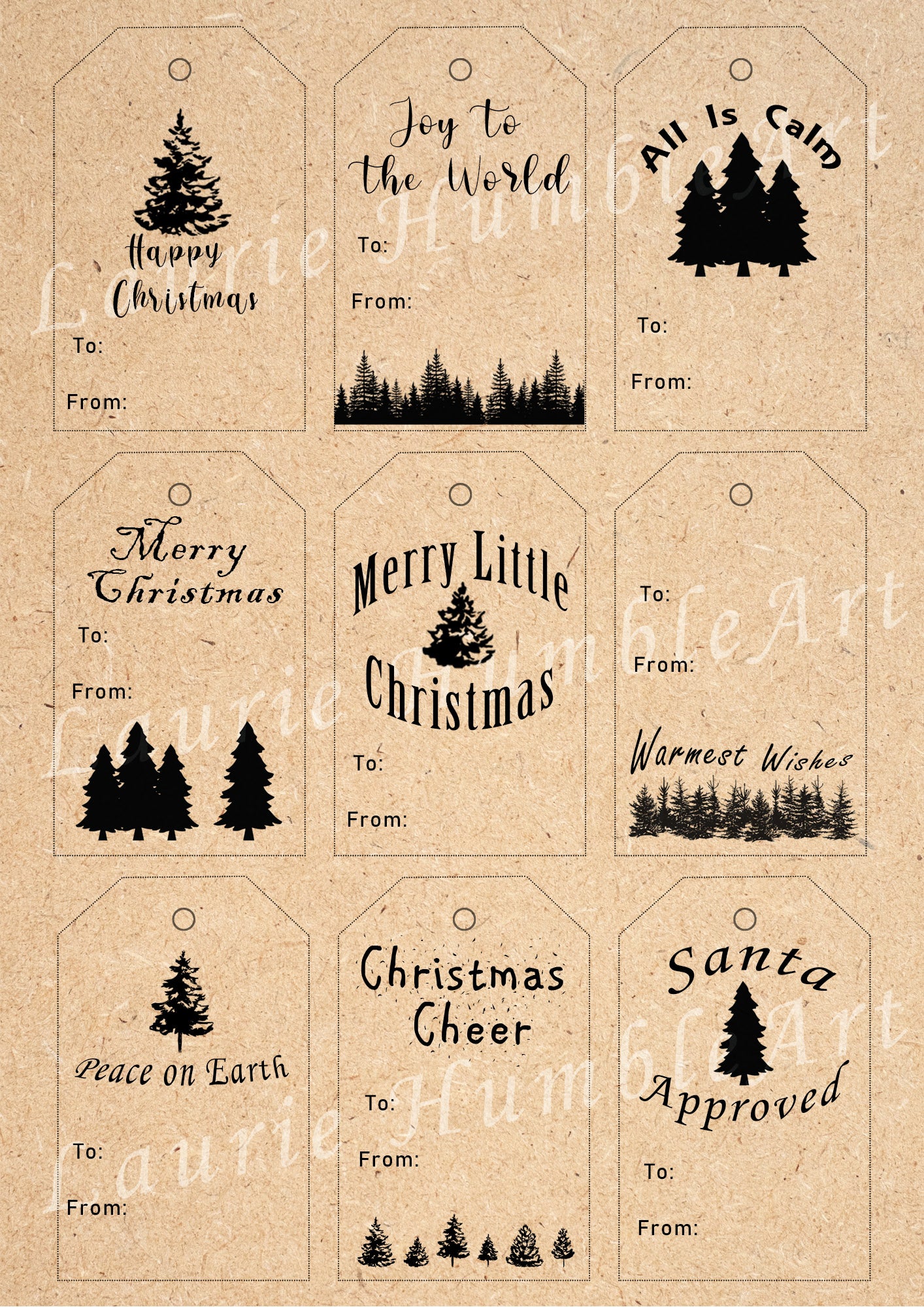 Vintage Christmas Tree Gift Tags