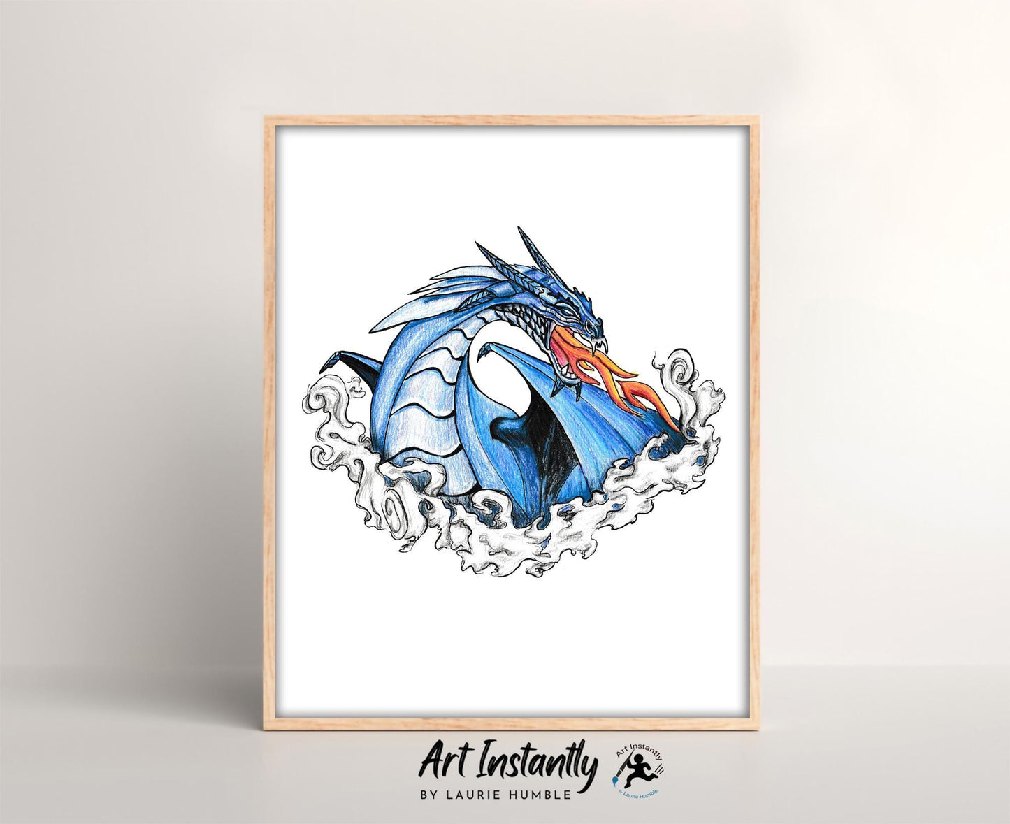 Fire Breathing Dragon Tattoo Flash Print