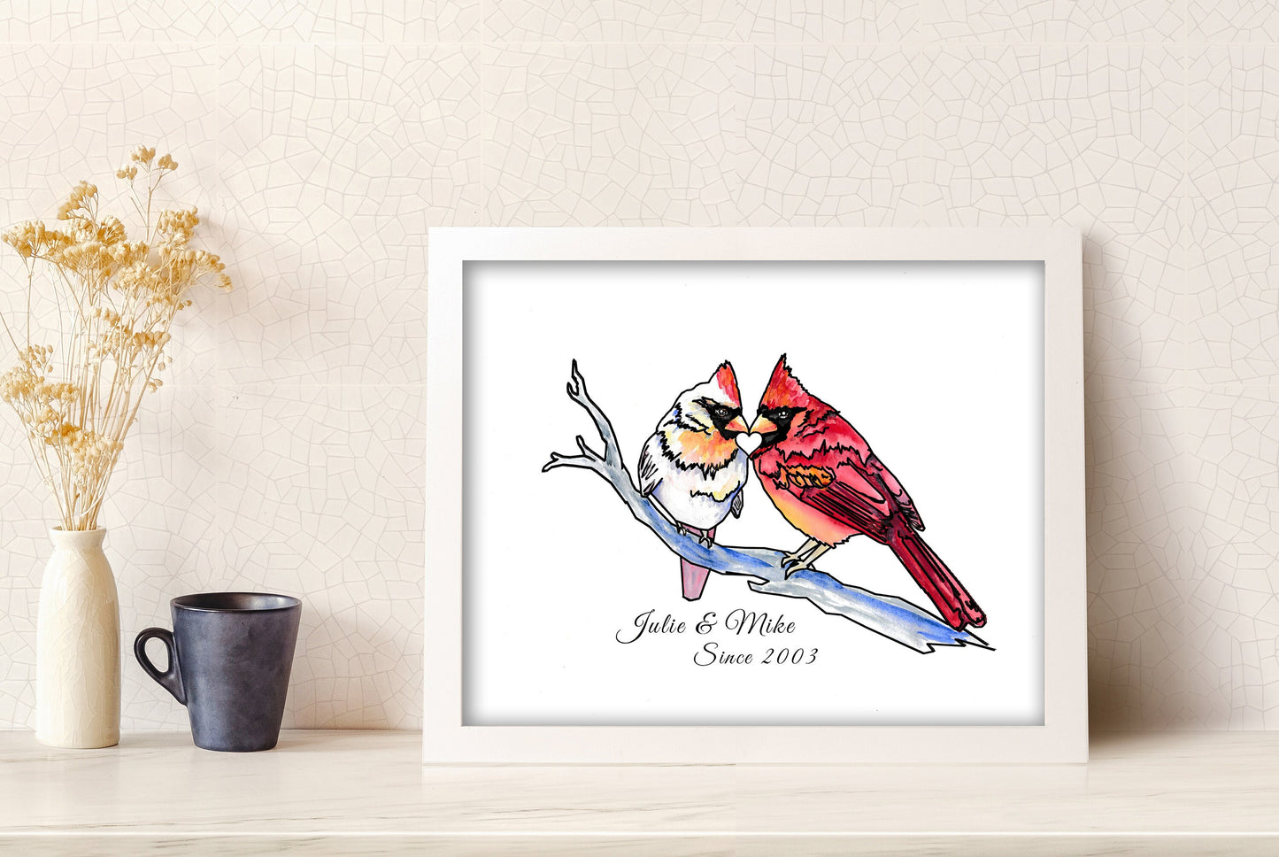 Custom 1st Anniversary Gift Cardinal Print