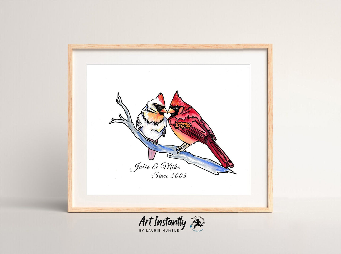 Custom 1st Anniversary Gift Cardinal Print
