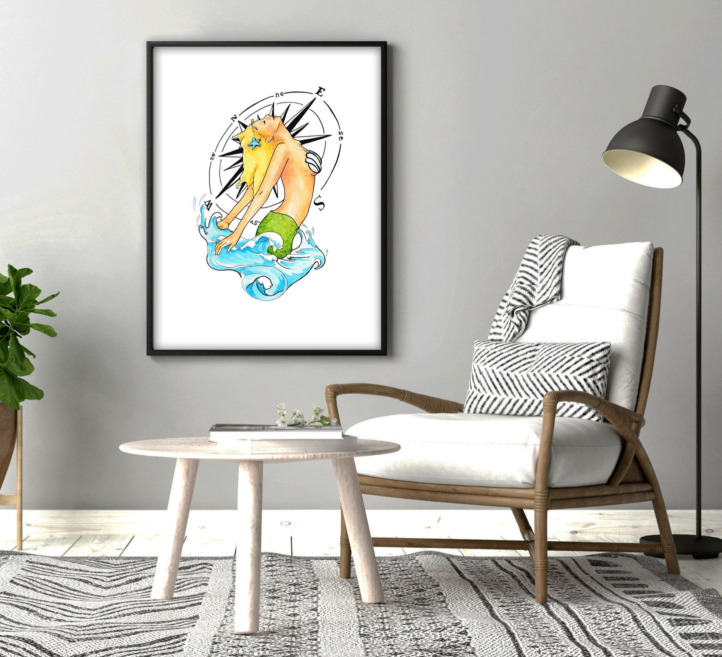 Pin Up Art Mermaid Tattoo Flash Print