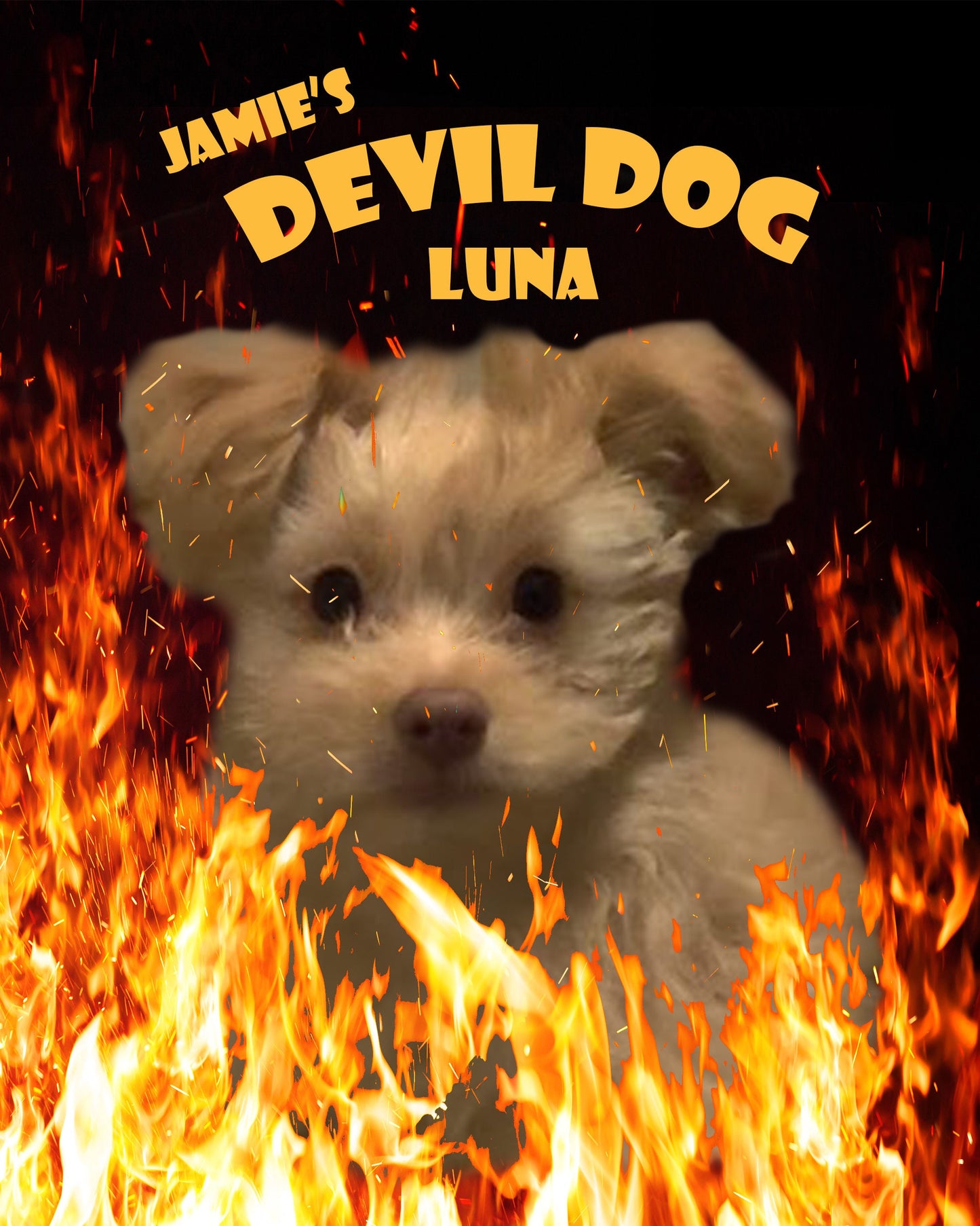 Funny Custom Pet Portrait, Personalized Devil Dog Art, Pet Memorial Gift, Instant Printable Wall Art, Custom Dog or Cat Poster Art Instantly