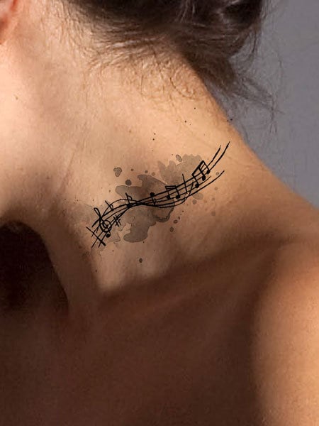Watercolor Music Note Tattoo Design