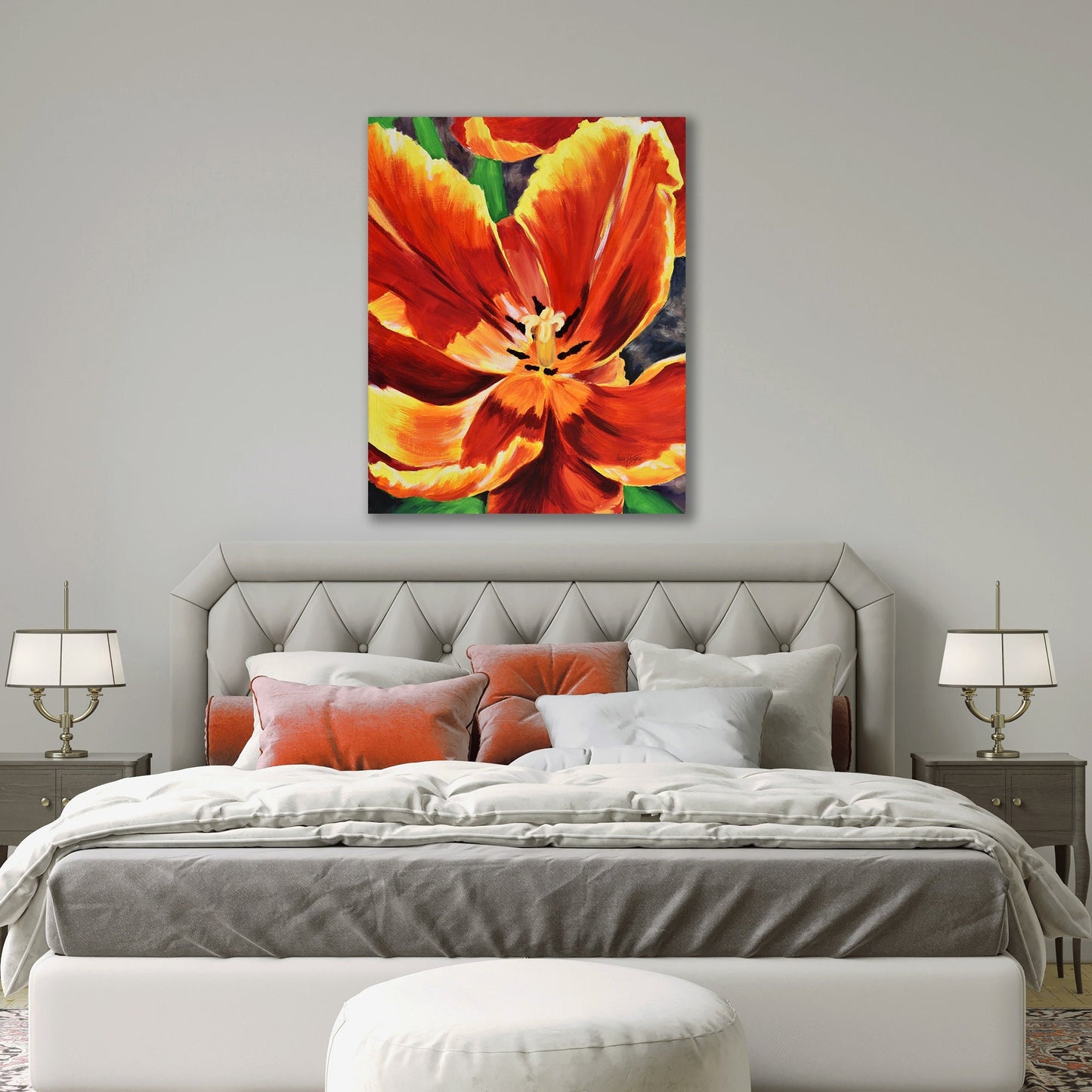 Printable Floral Wall Art – Giant Tulip Oil Painting Print