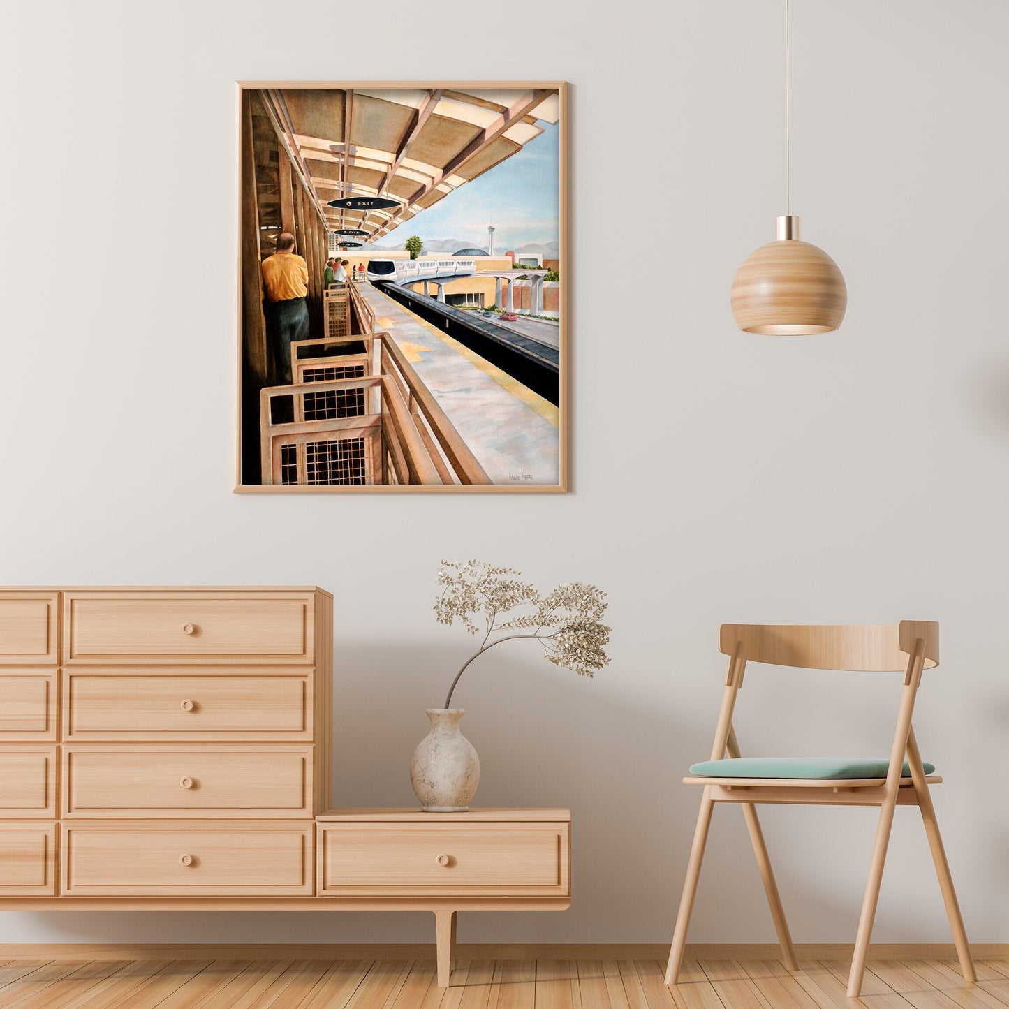Las Vegas Monorail Art | Modern City Wall Art | Urban Architecture Print | MGM Vegas Print | Digital Download Art | Printable Art Instantly