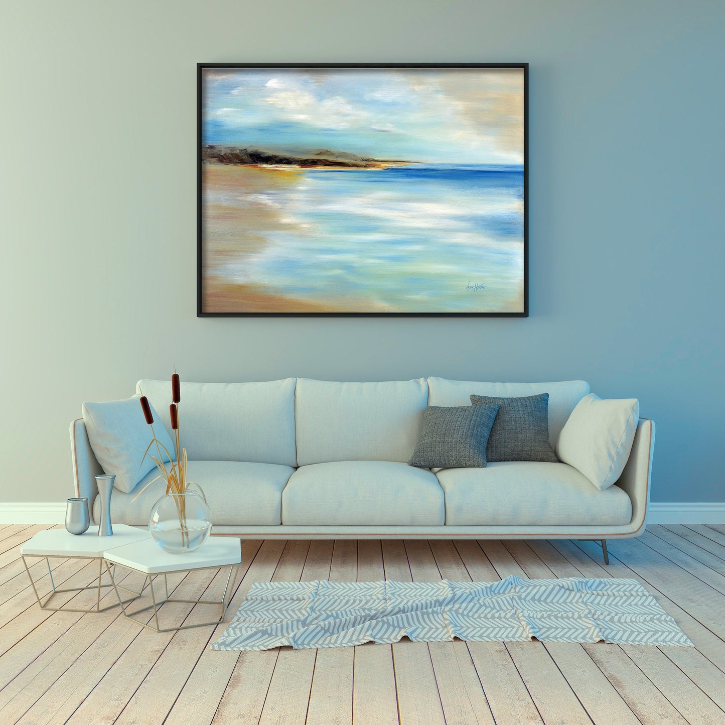 Printable abstract seascape for modern home decor in living room