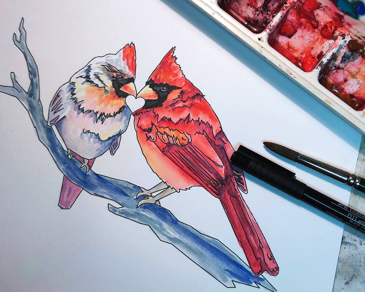 Cardinal Tattoo Illustration Instant Download