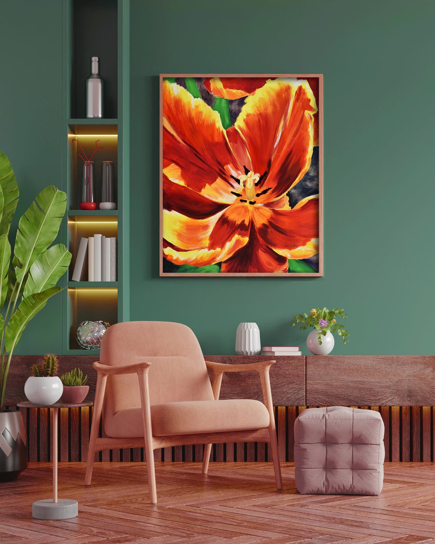 Printable Floral Wall Art – Giant Tulip Oil Painting Print