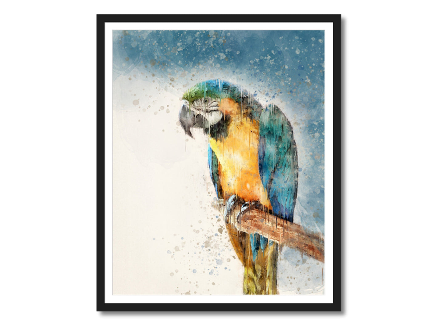 "Tropical bird digital watercolor print highlighting rainforest conservation"