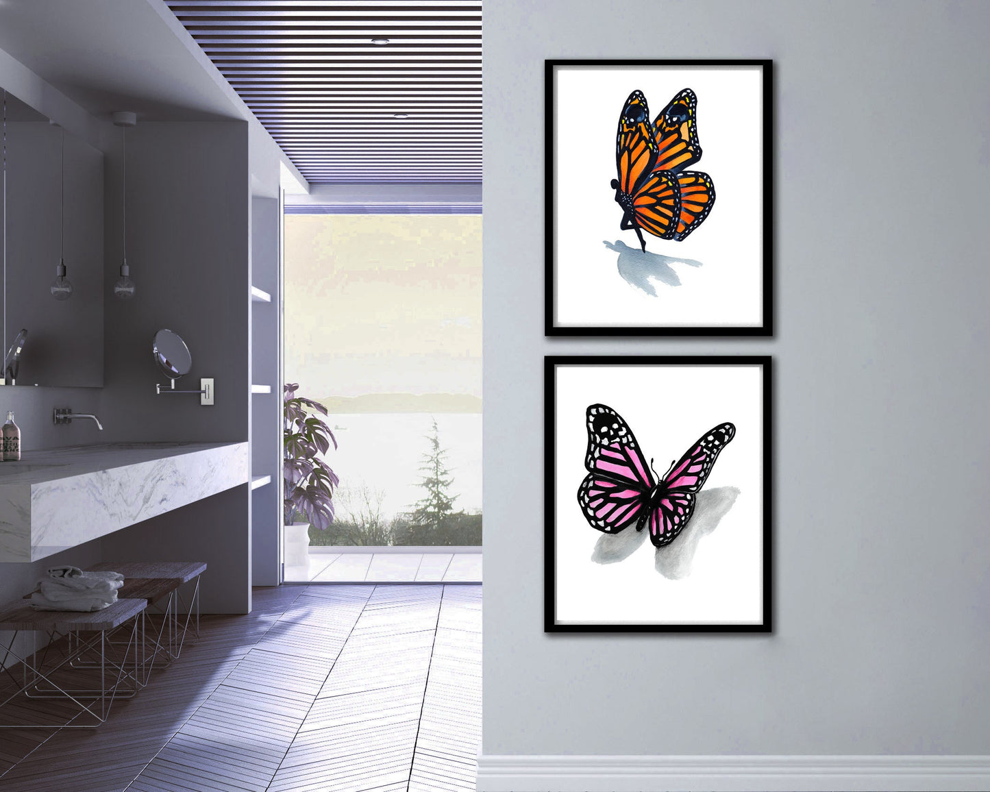 Monarch Butterfly Digital Prints Set of 2