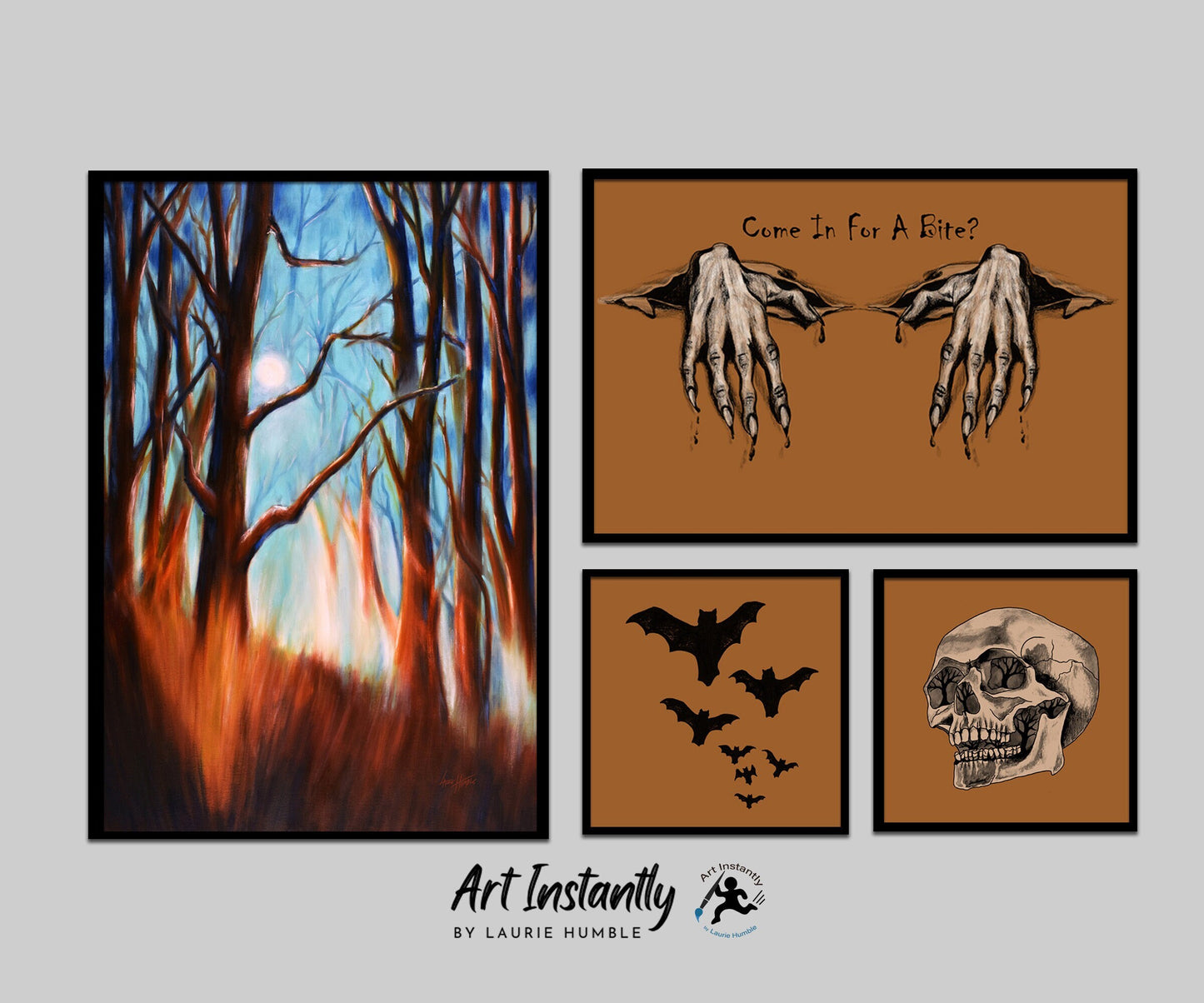 Printable Halloween gallery wall art set of 4