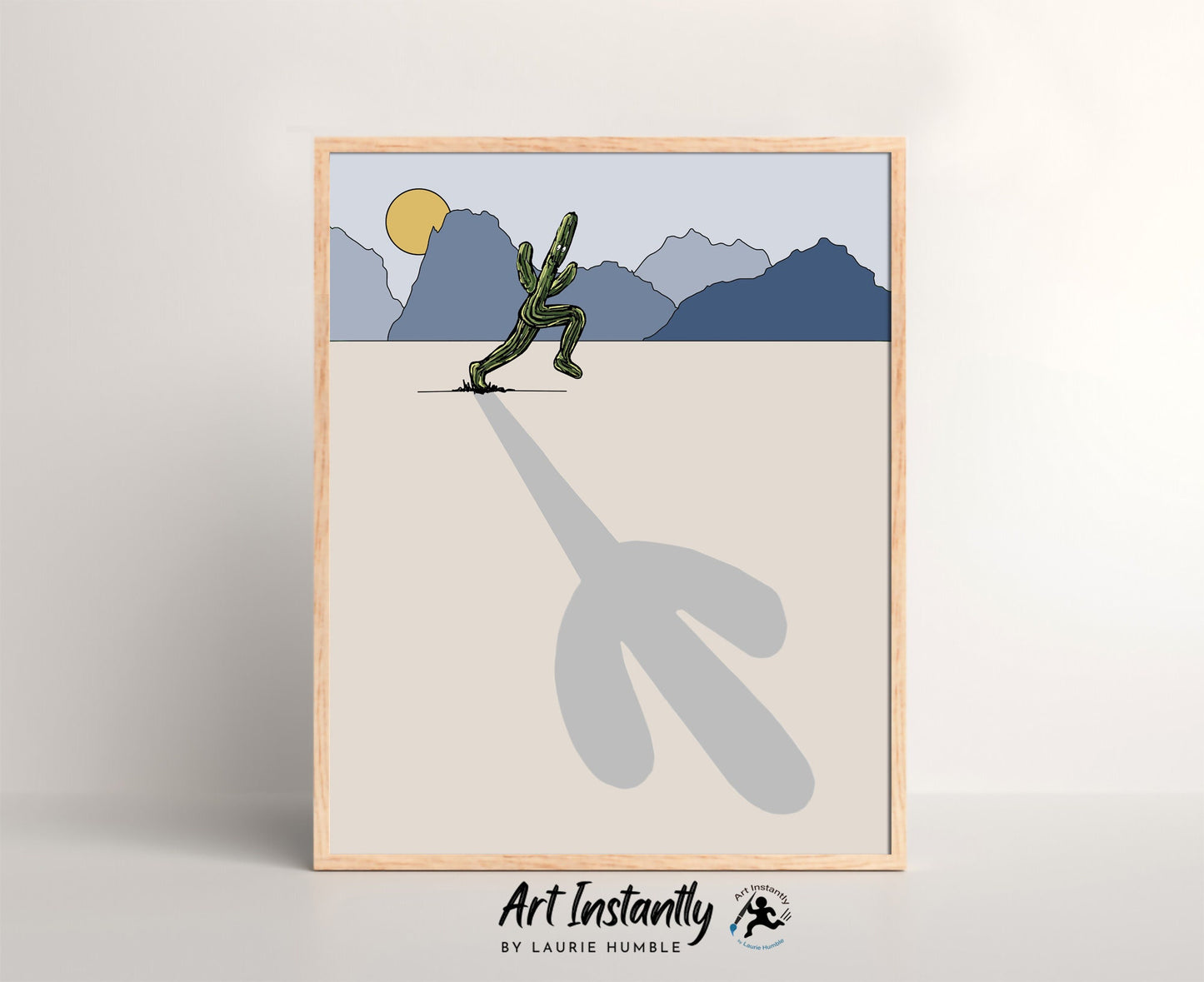 Stylish cactus wall art trio with positive messaging