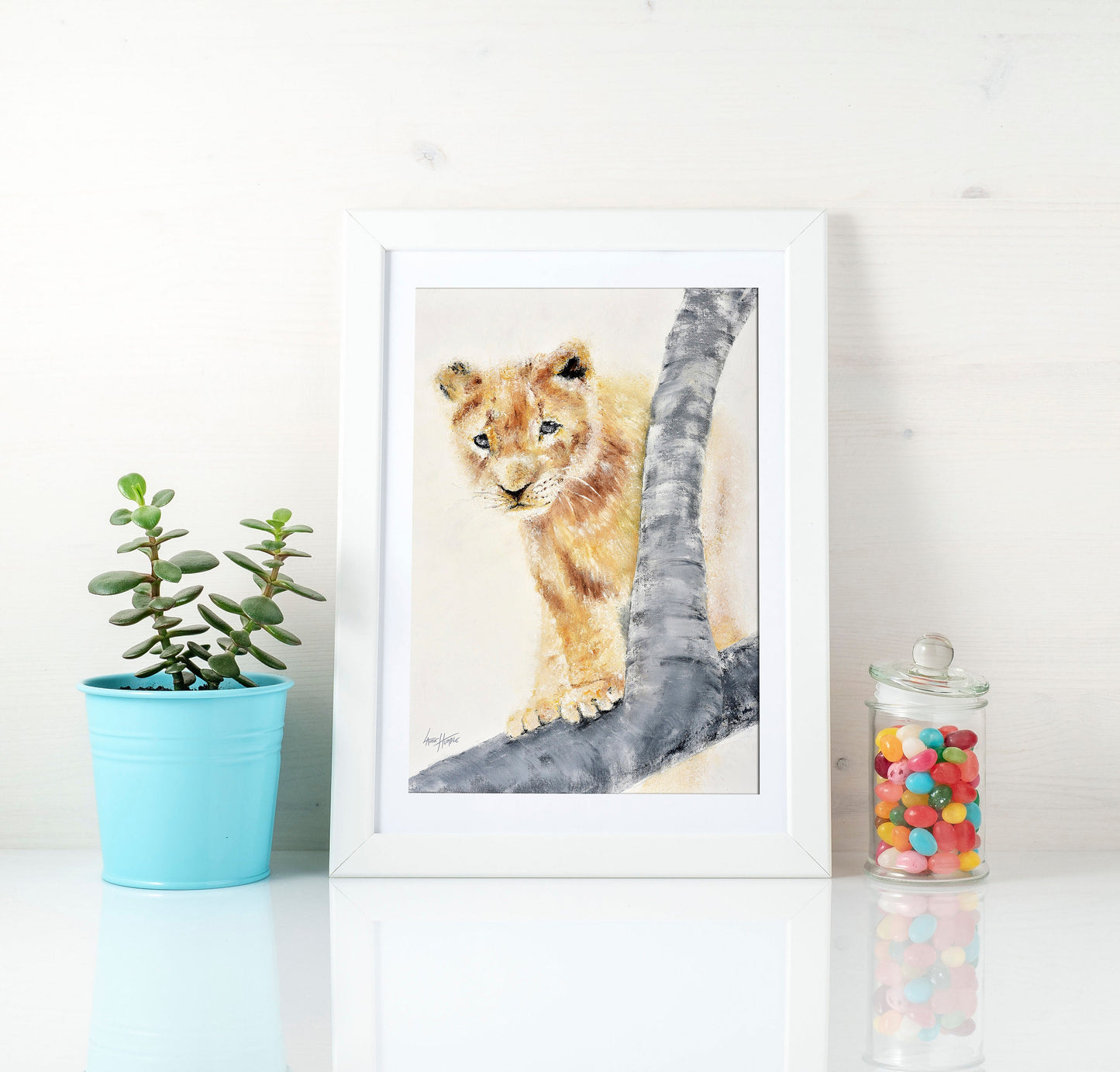 Adorable wildlife-inspired digital artwork of a lion cub
