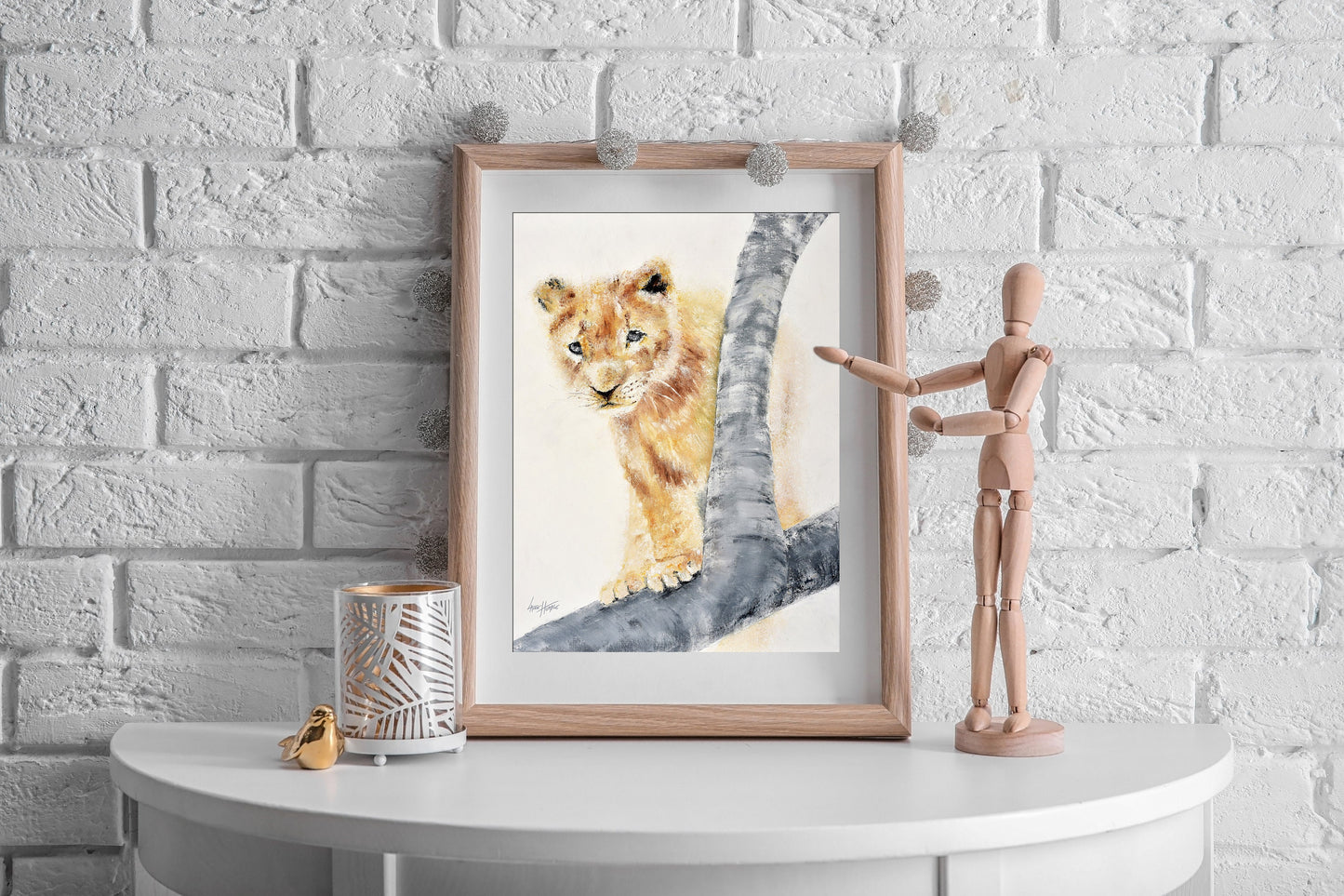 Lion cub wall art printable for modern or classic home decor