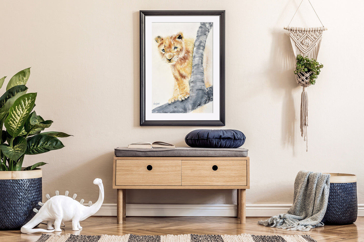 Printable lion cub art for nursery or safari-themed decor