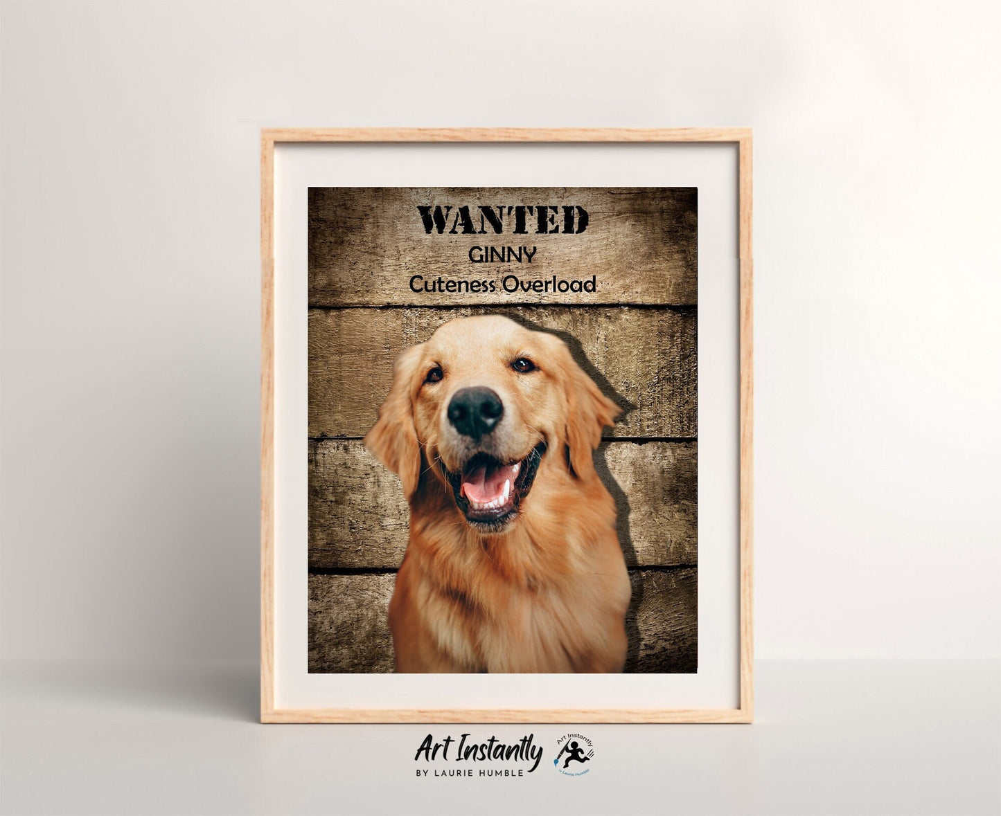 Custom Pet Portrait Download, Funny Wanted Poster Art, Personalized Pet Memorial Gift, Printable Dog or Cat Wall Art, Instant Decor