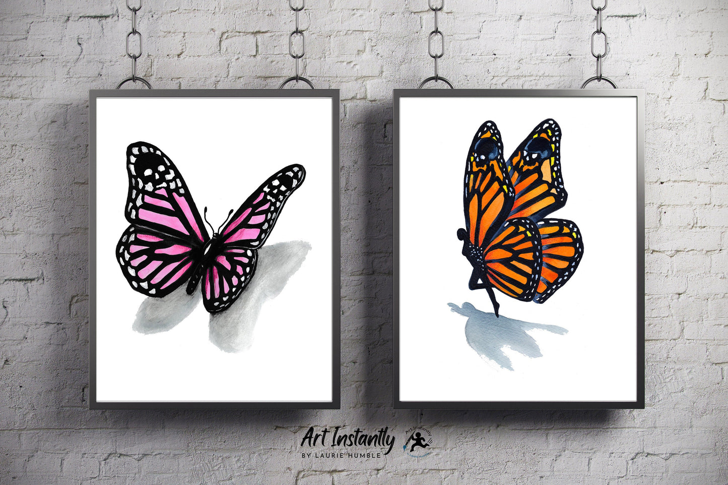 Monarch Butterfly Digital Prints Set of 2