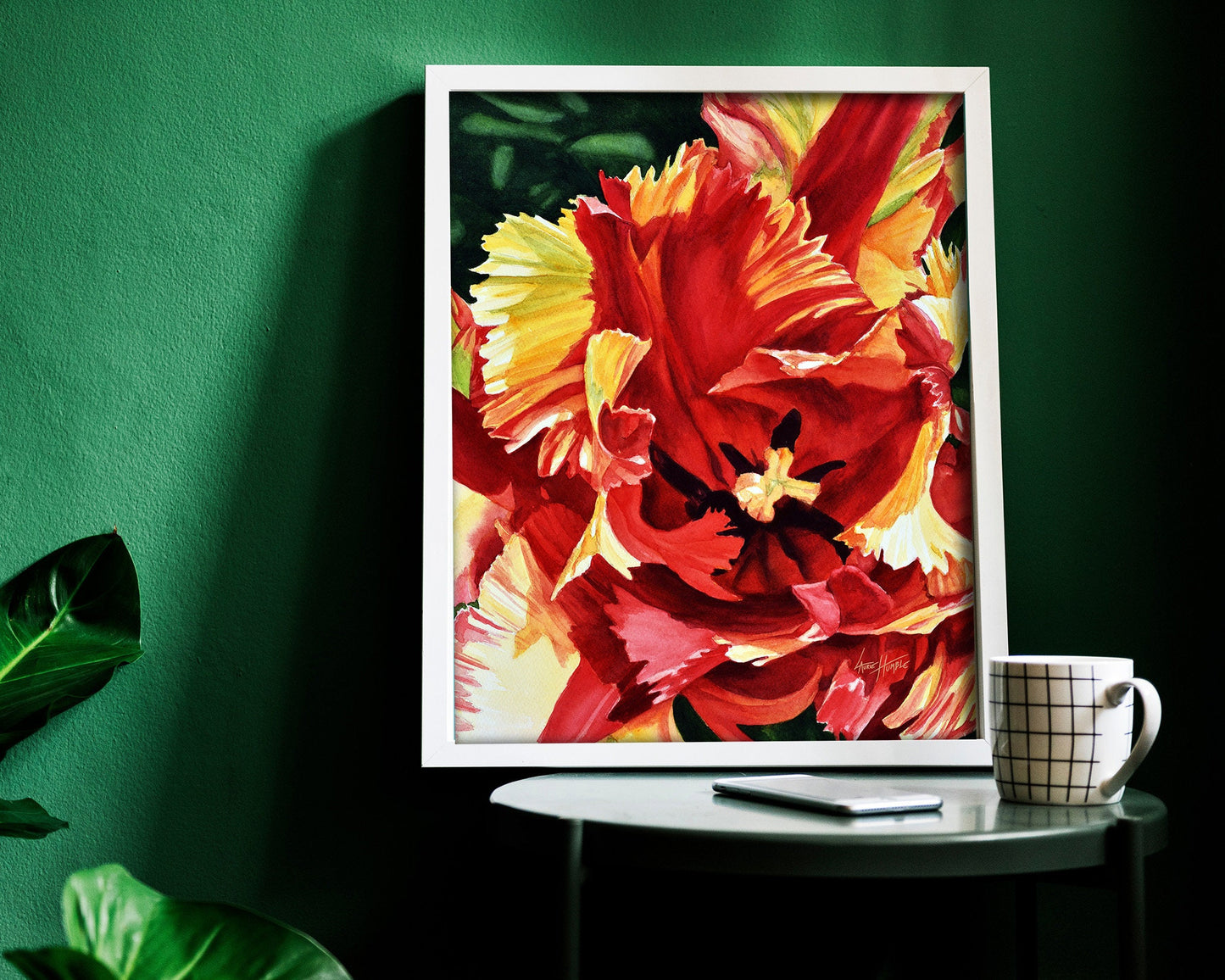 "Botanical watercolor tulip digital download in multiple sizes"