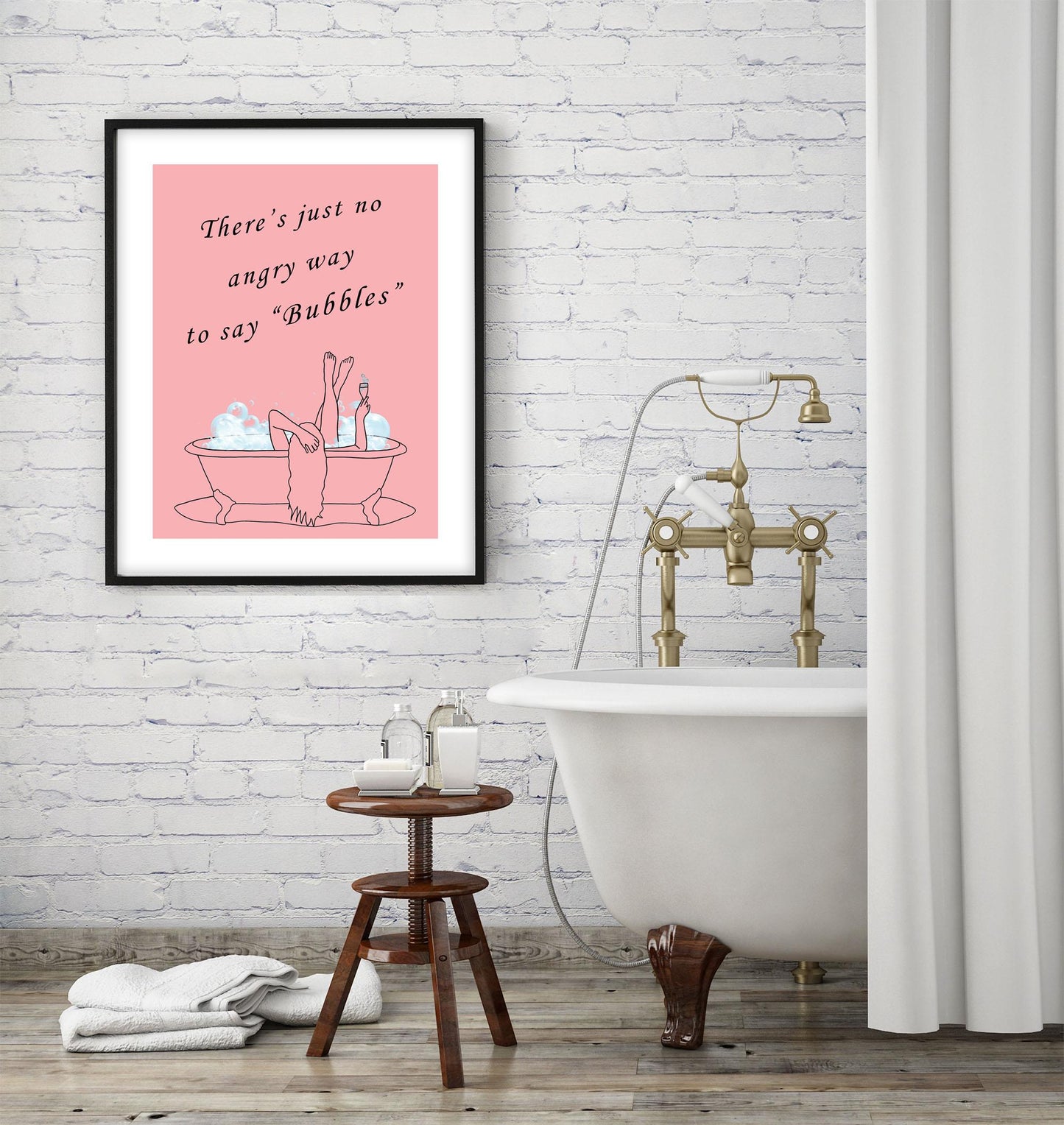 Printable pink bathroom decor with inspirational humor quote