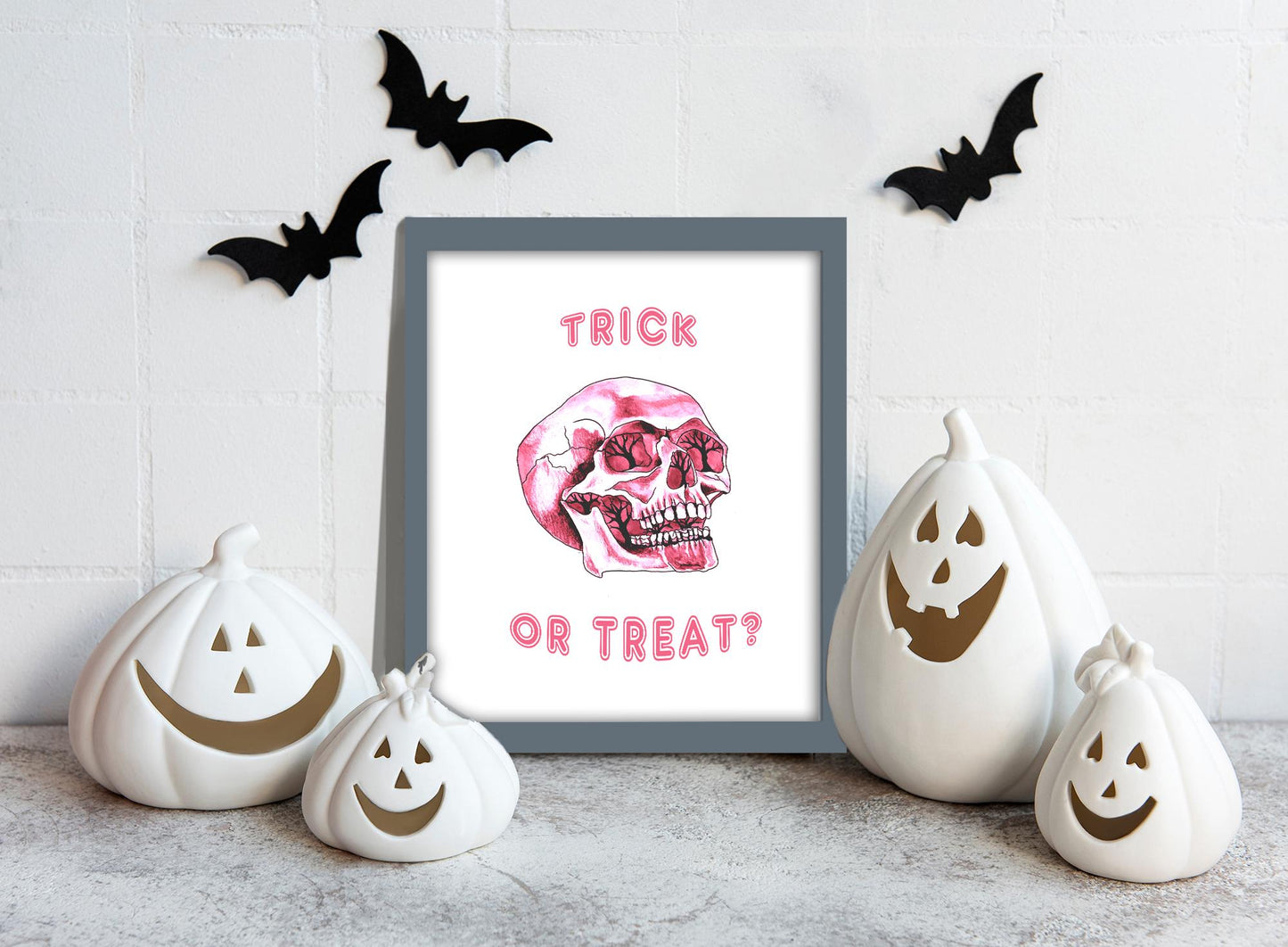 Pink Skull Halloween Poster – Printable Wall Art