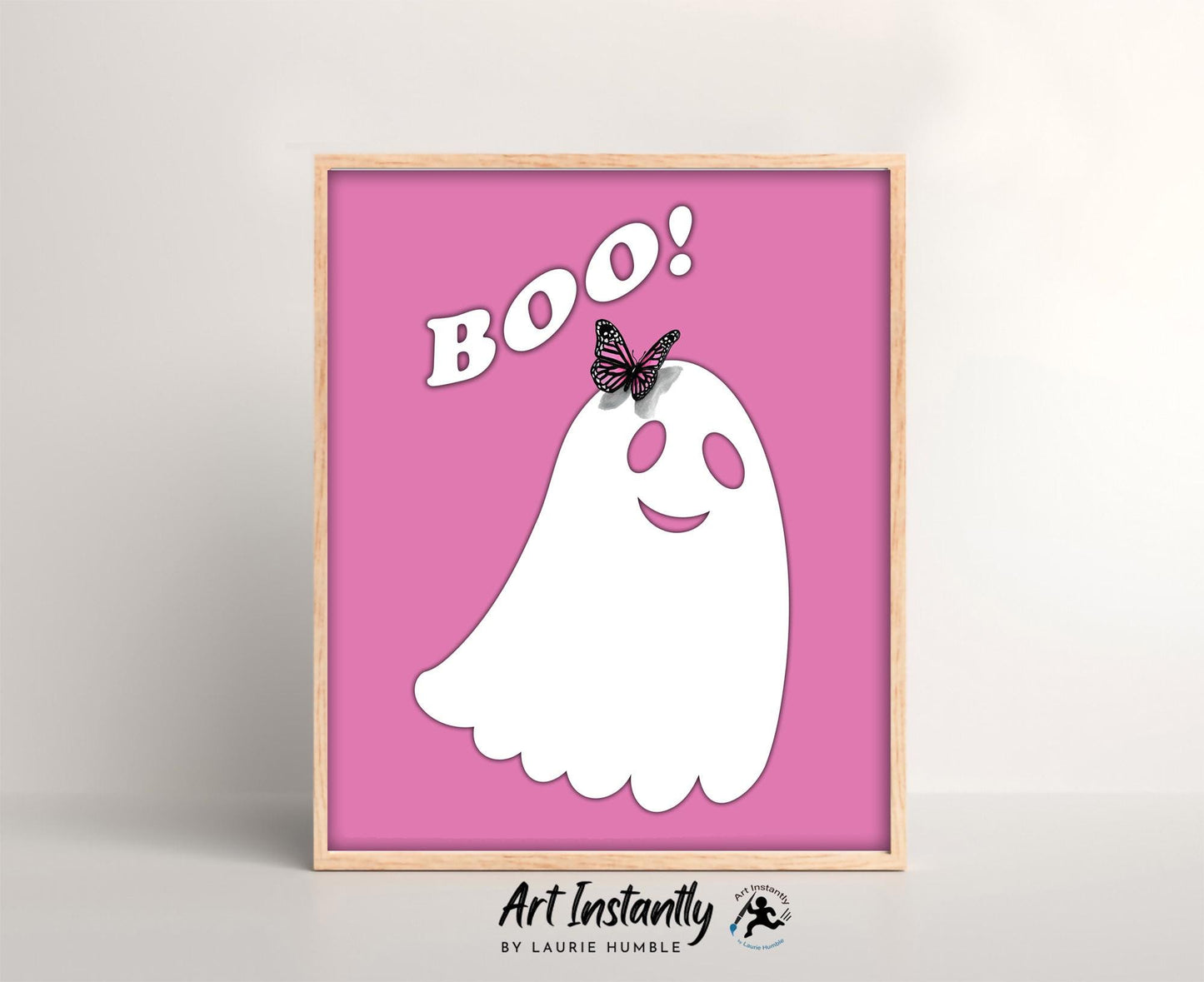 Pink Ghost Halloween Poster – Printable Wall Art