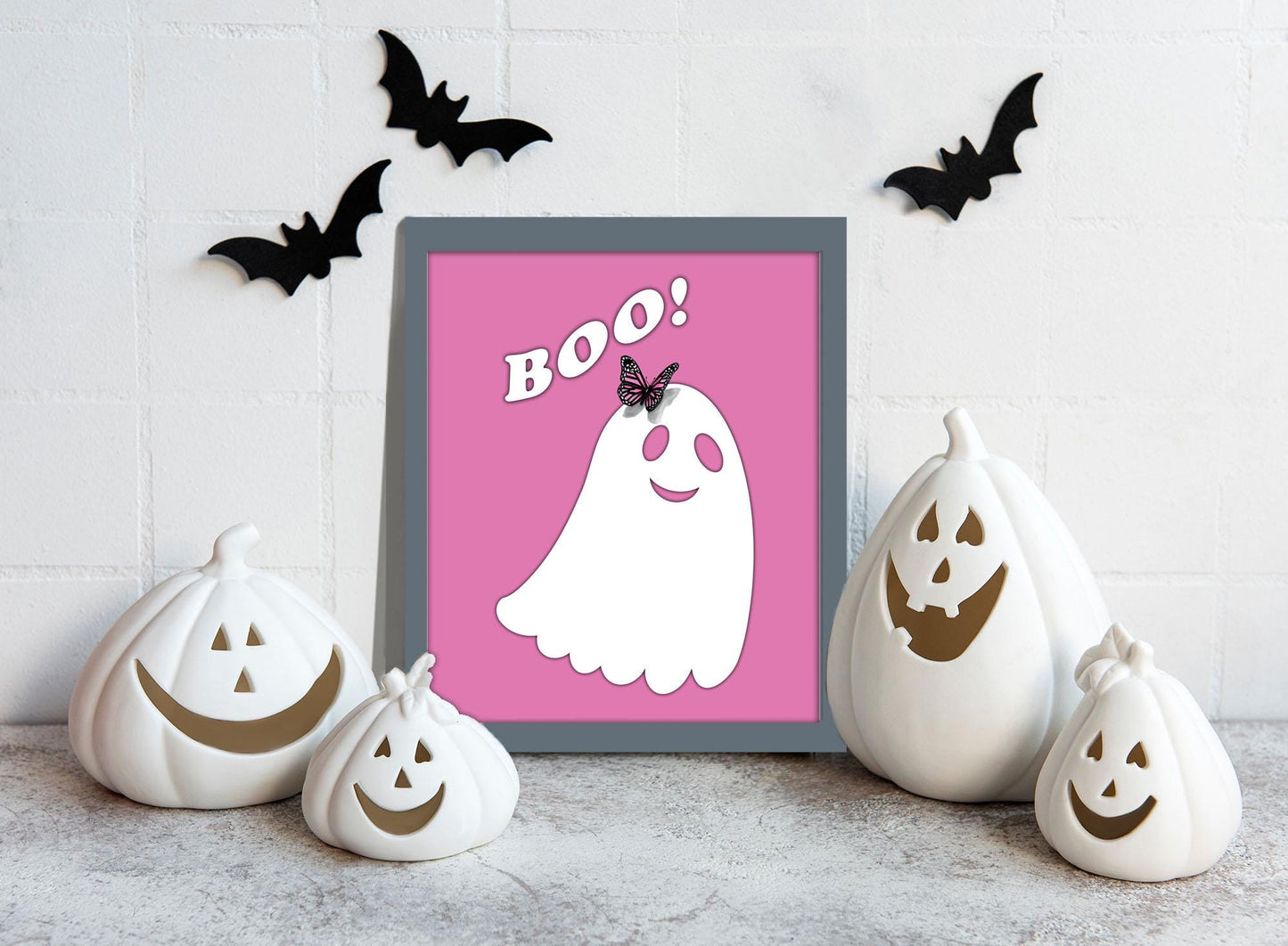 Pink Ghost Halloween Poster – Printable Wall Art
