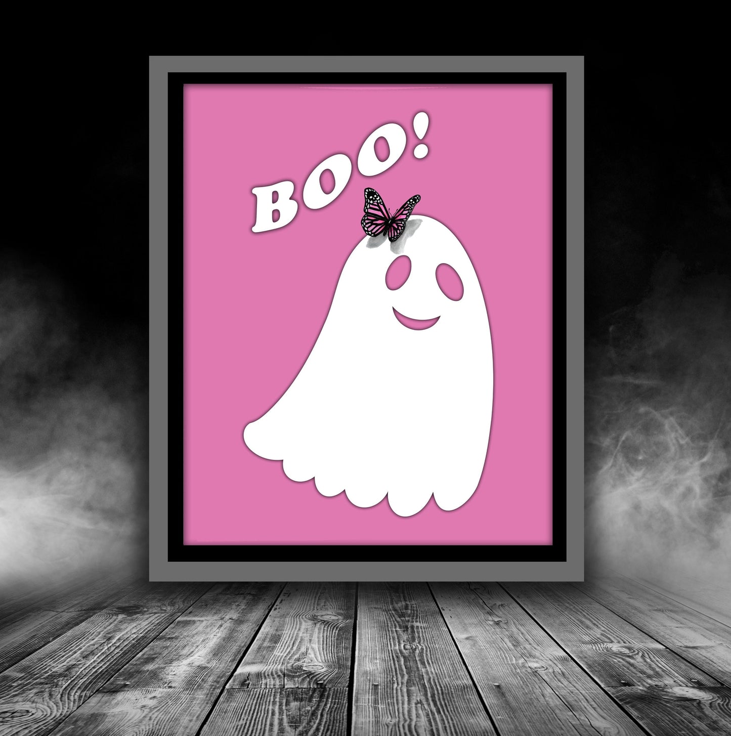 Pink Ghost Halloween Poster – Printable Wall Art