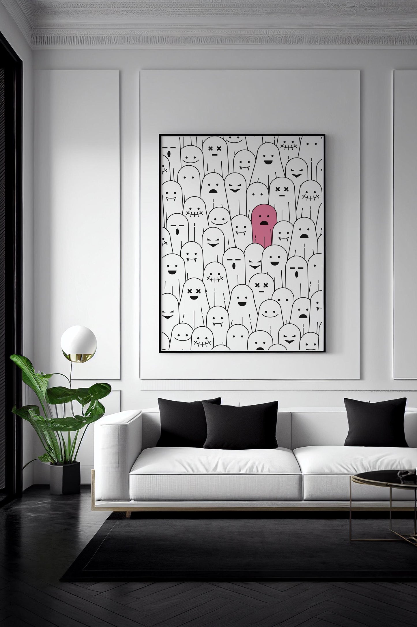 Pink Ghost Minimalist Halloween Poster Digital Print Trendy Halloween Decor Cute Ghost Pink Halloween Ghosts Printable Wall Art Instantly