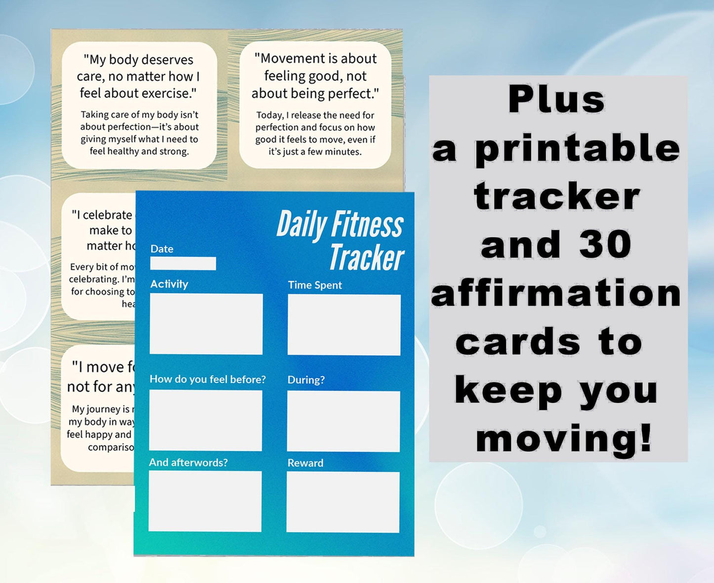 Monthly Exercise Plan for People Who Hate Exercise with Bonus Affirmation Cards