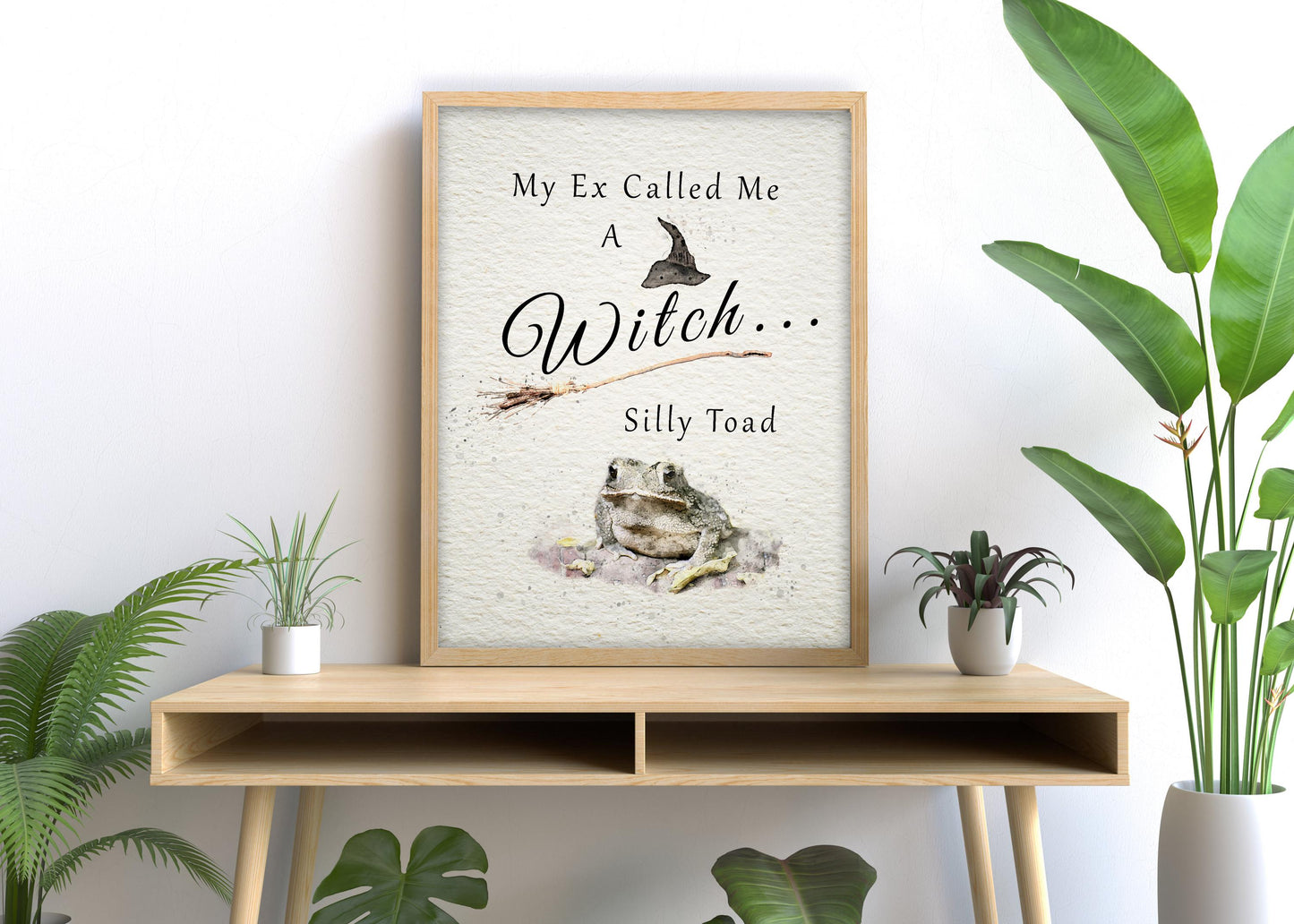 Unique Halloween or year-round witch art with a playful quote about exes.