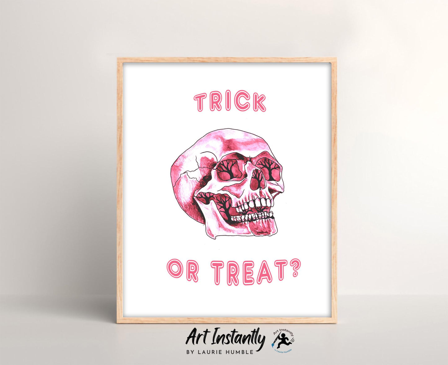 Pink Skull Halloween Poster – Printable Wall Art