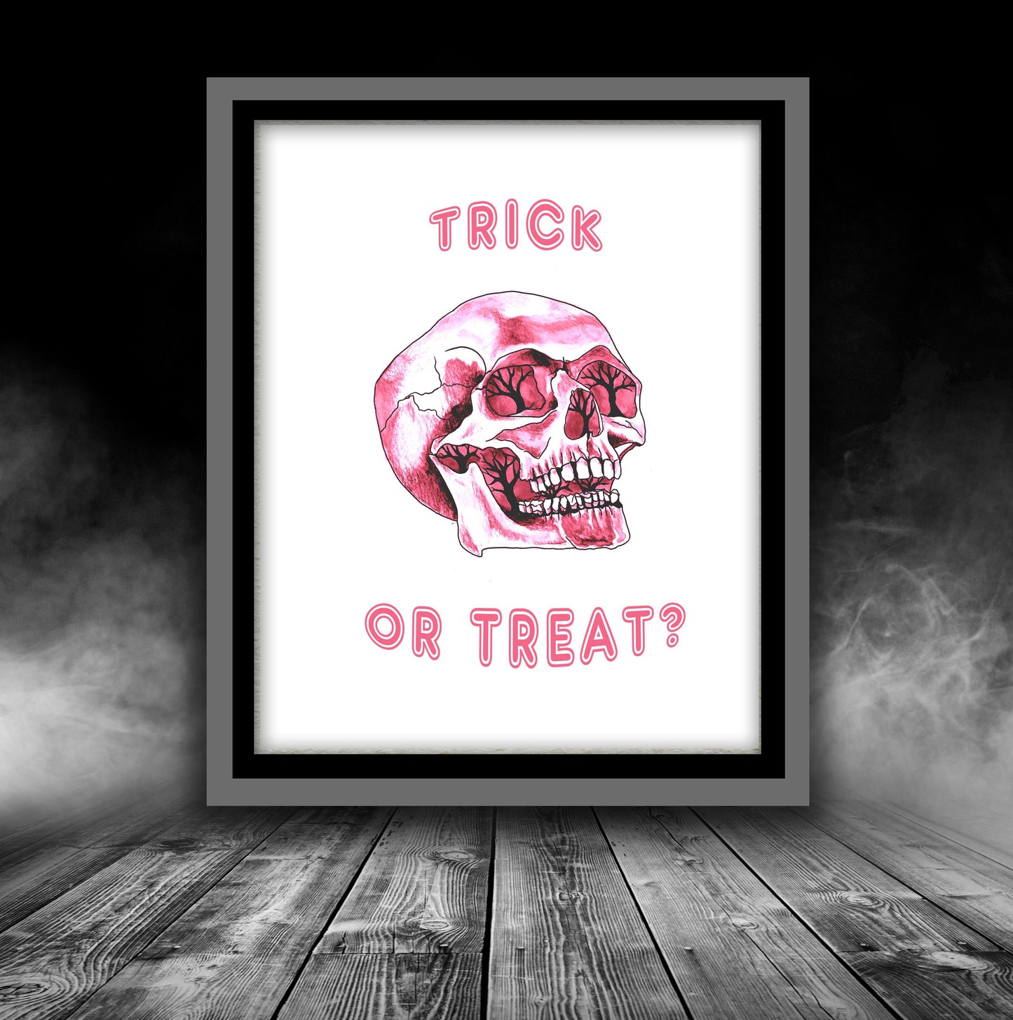 Pink Skull Halloween Poster – Printable Wall Art