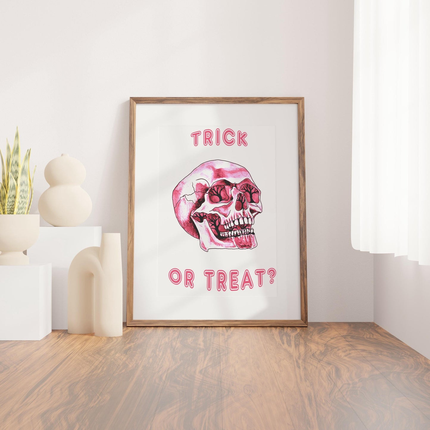 Pink Skull Halloween Poster – Printable Wall Art