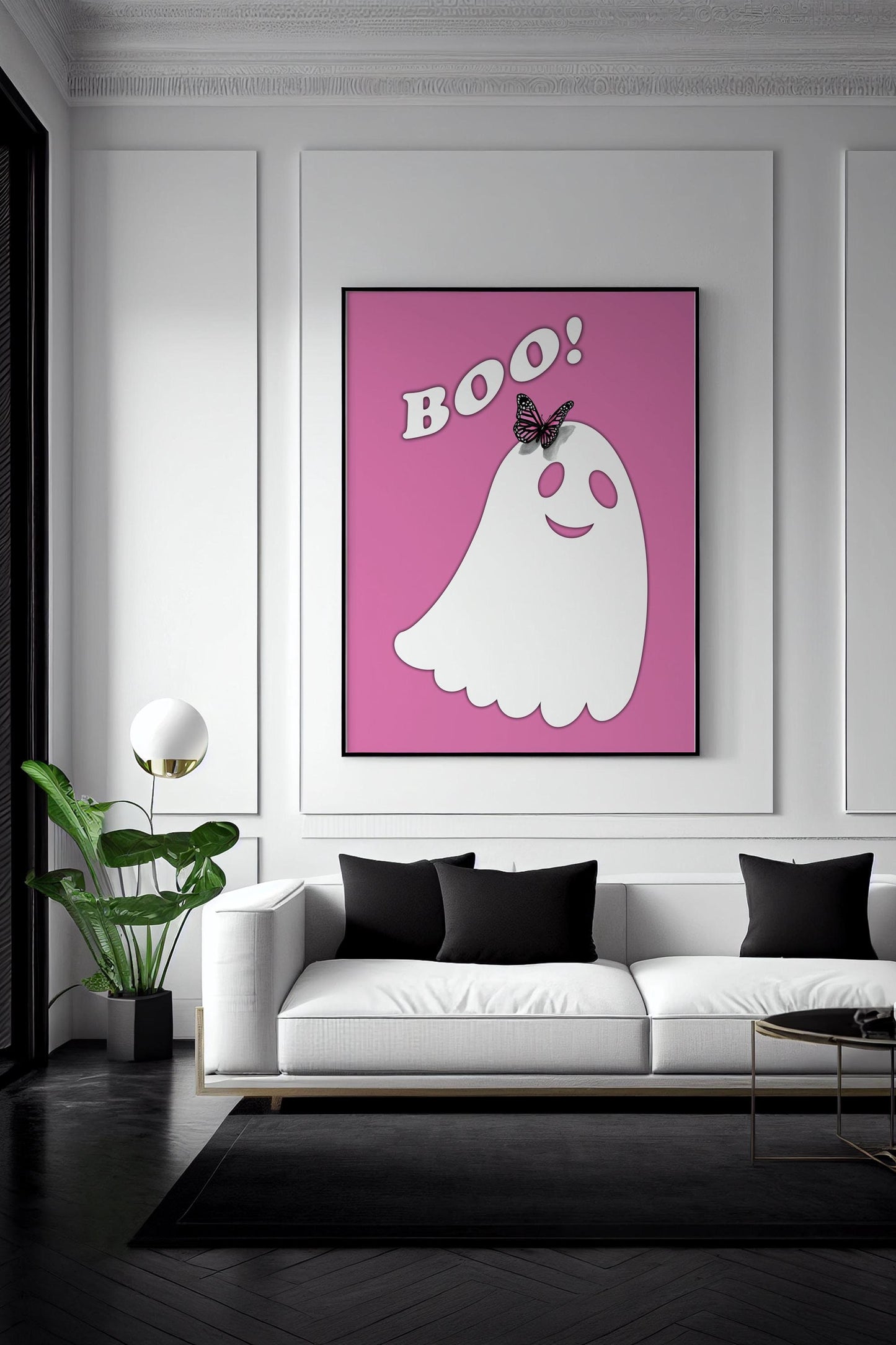 Pink Ghost Halloween Poster – Printable Wall Art